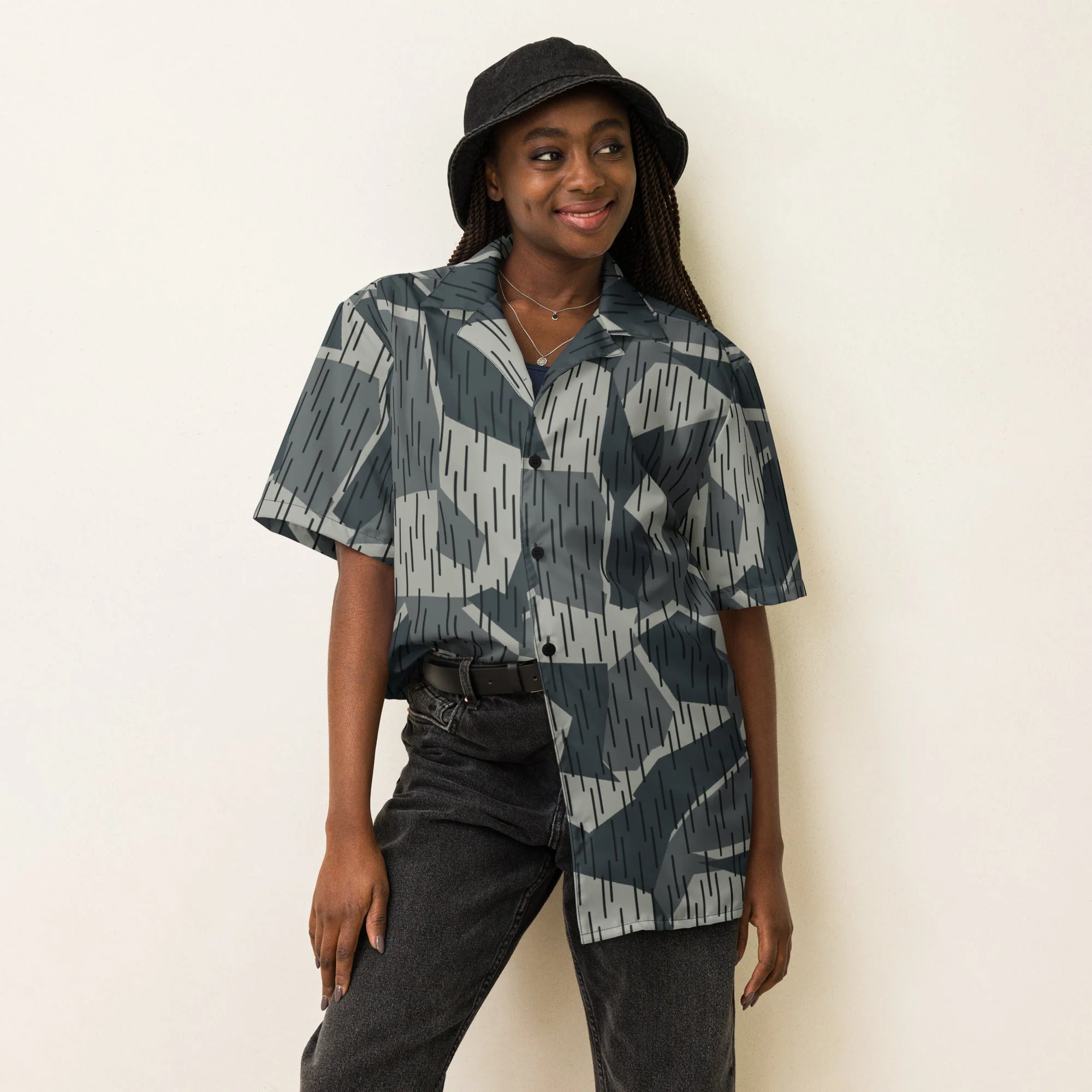 Ad Astra Moon Splittermuster Urban Movie CAMO Unisex Short-Sleeve Button Shirt - Image 12