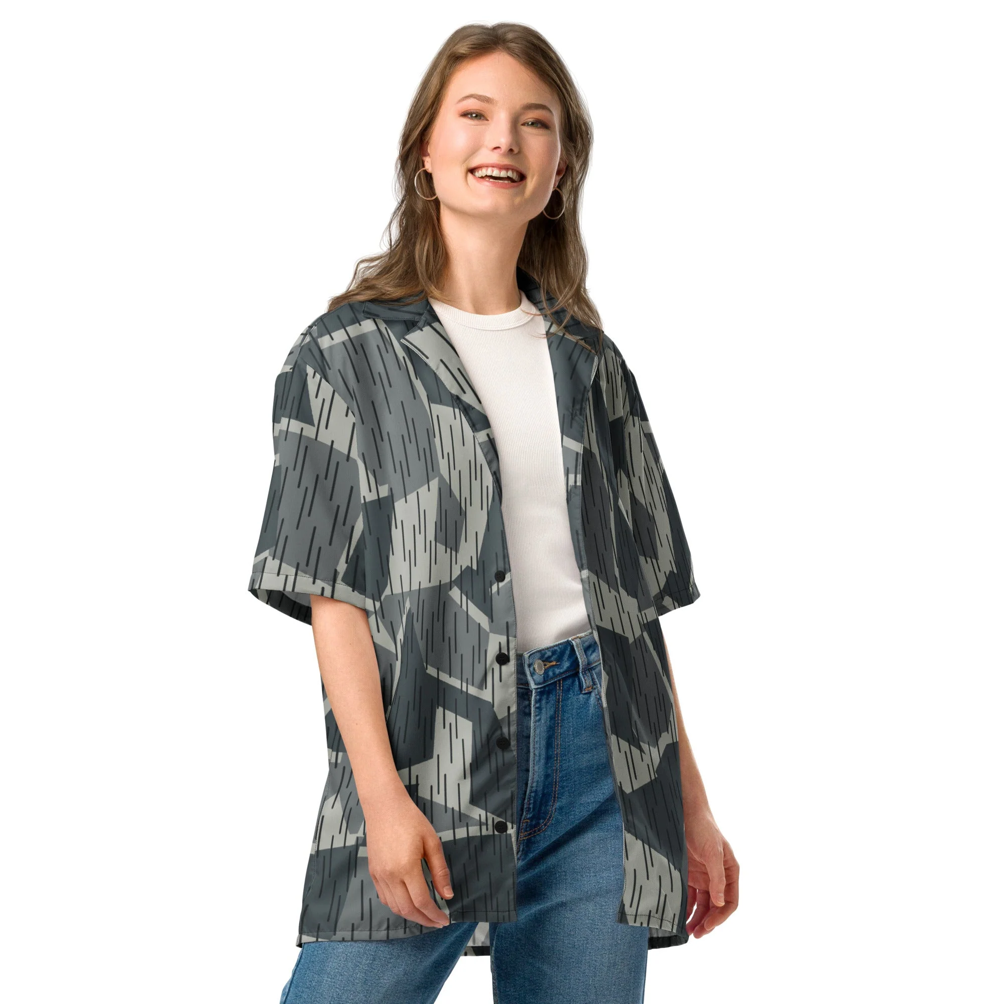 Ad Astra Moon Splittermuster Urban Movie CAMO Unisex Short-Sleeve Button Shirt - Image 5
