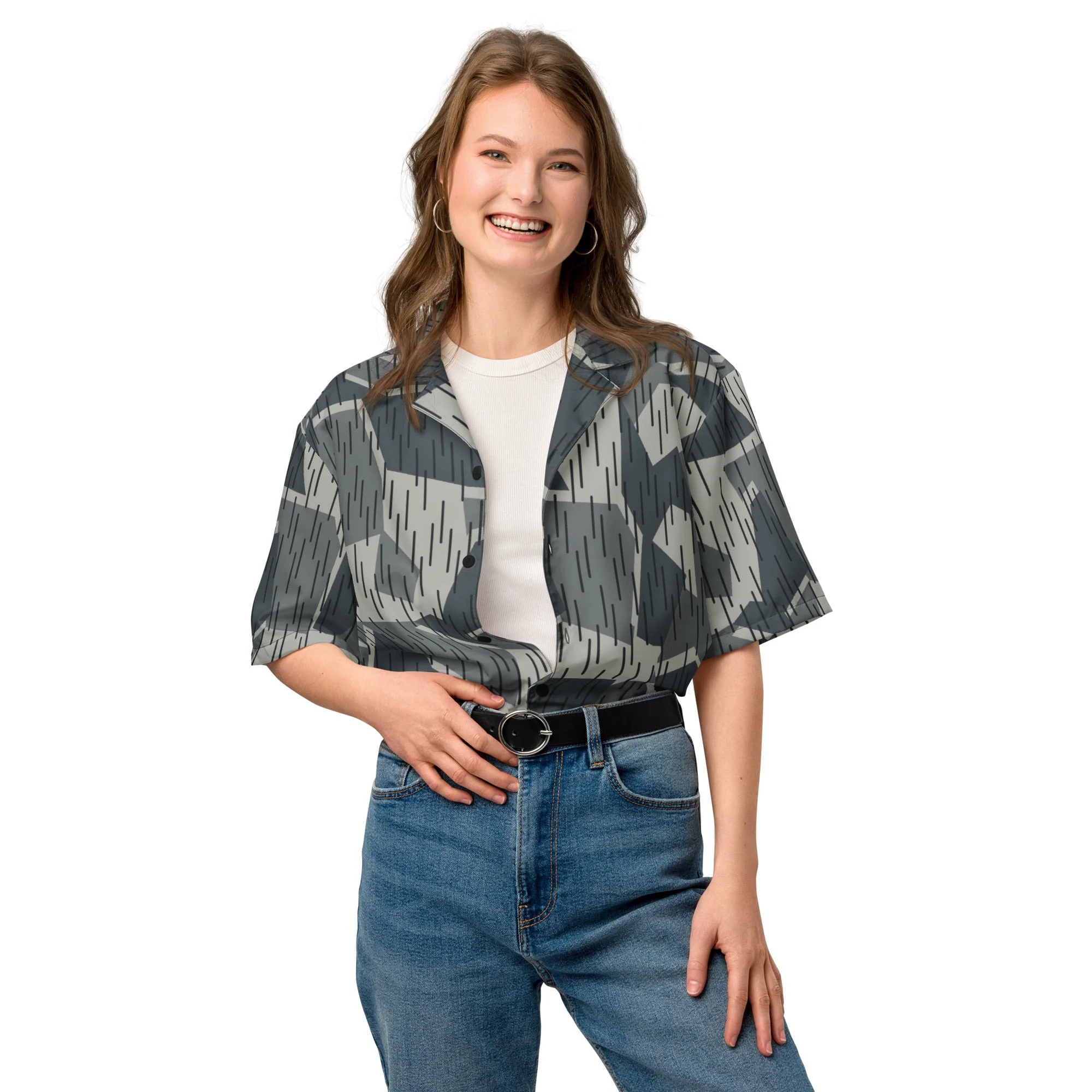 Ad Astra Moon Splittermuster Urban Movie CAMO Unisex Short-Sleeve Button Shirt - Image 6