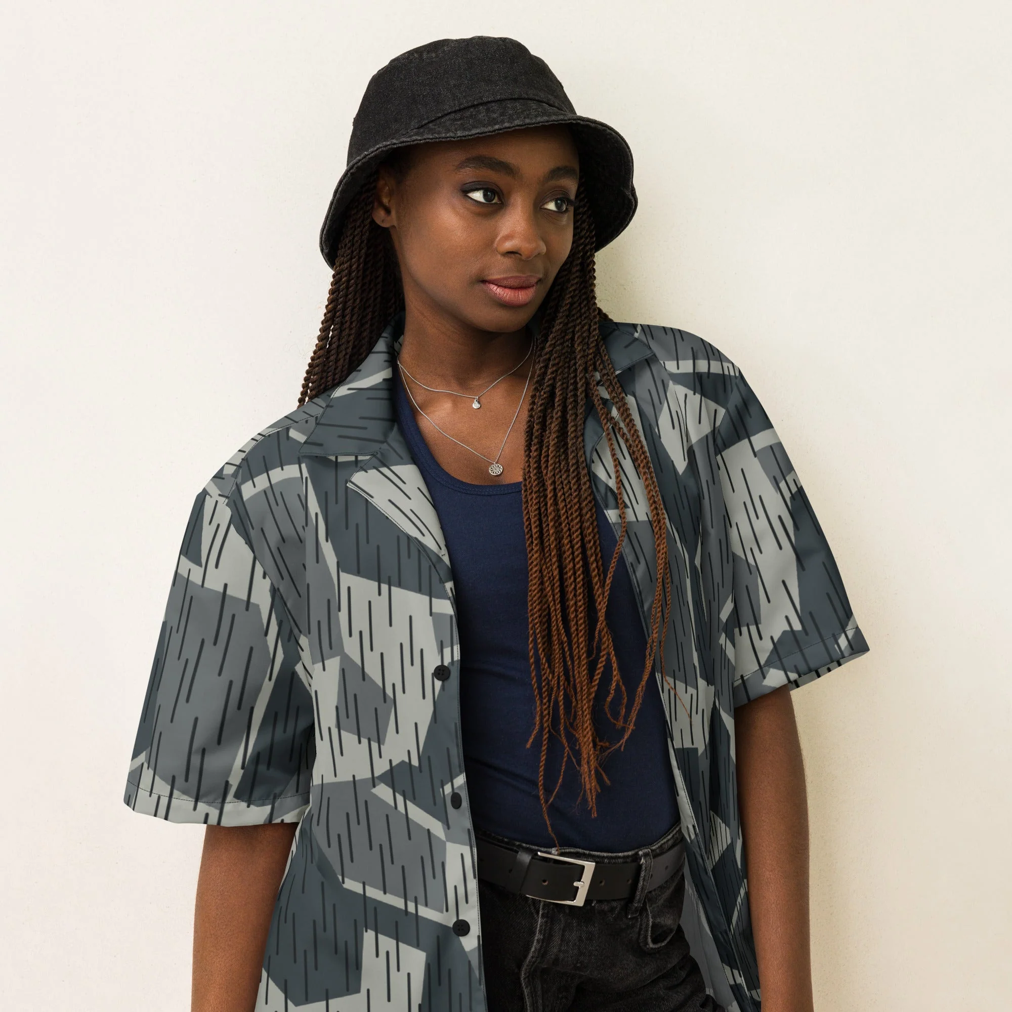 Ad Astra Moon Splittermuster Urban Movie CAMO Unisex Short-Sleeve Button Shirt - Image 7