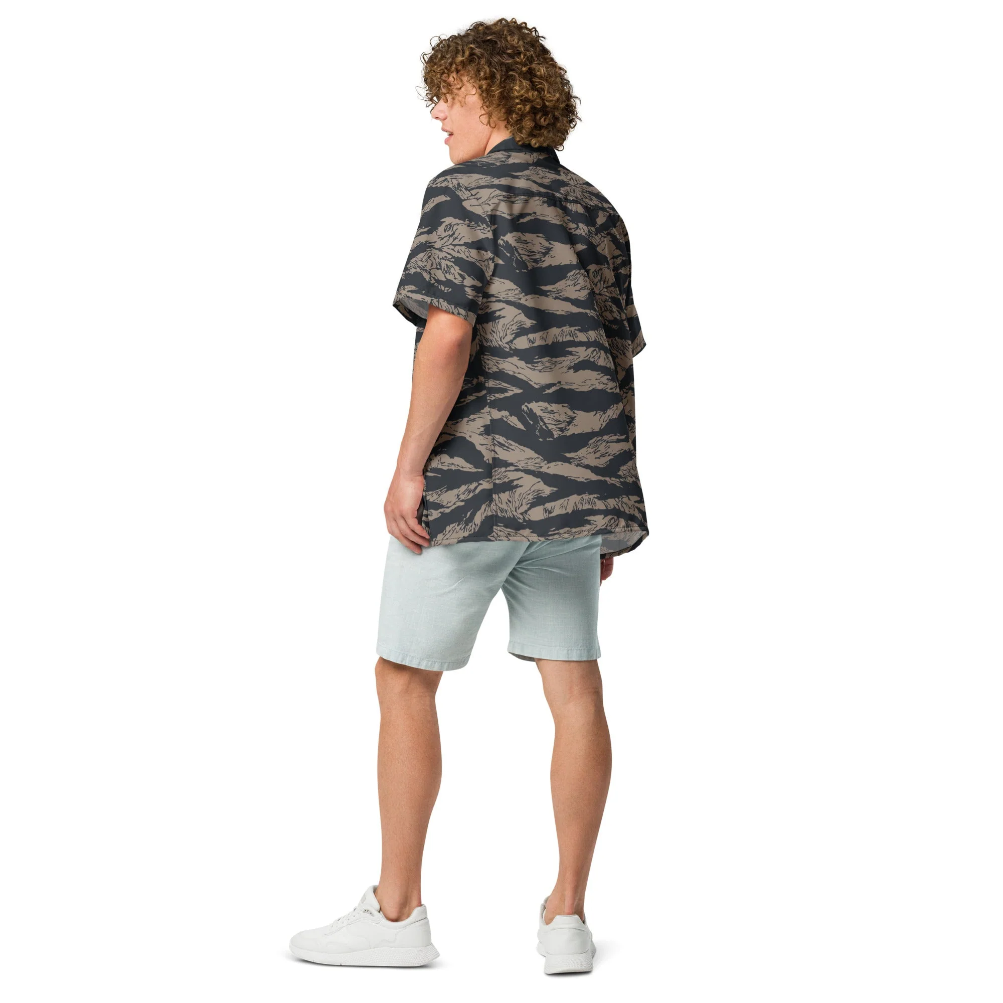 Afghanistan Taliban Special Forces Badri Tiger Stripe CAMO Unisex Short-Sleeve Button Shirt - Image 8