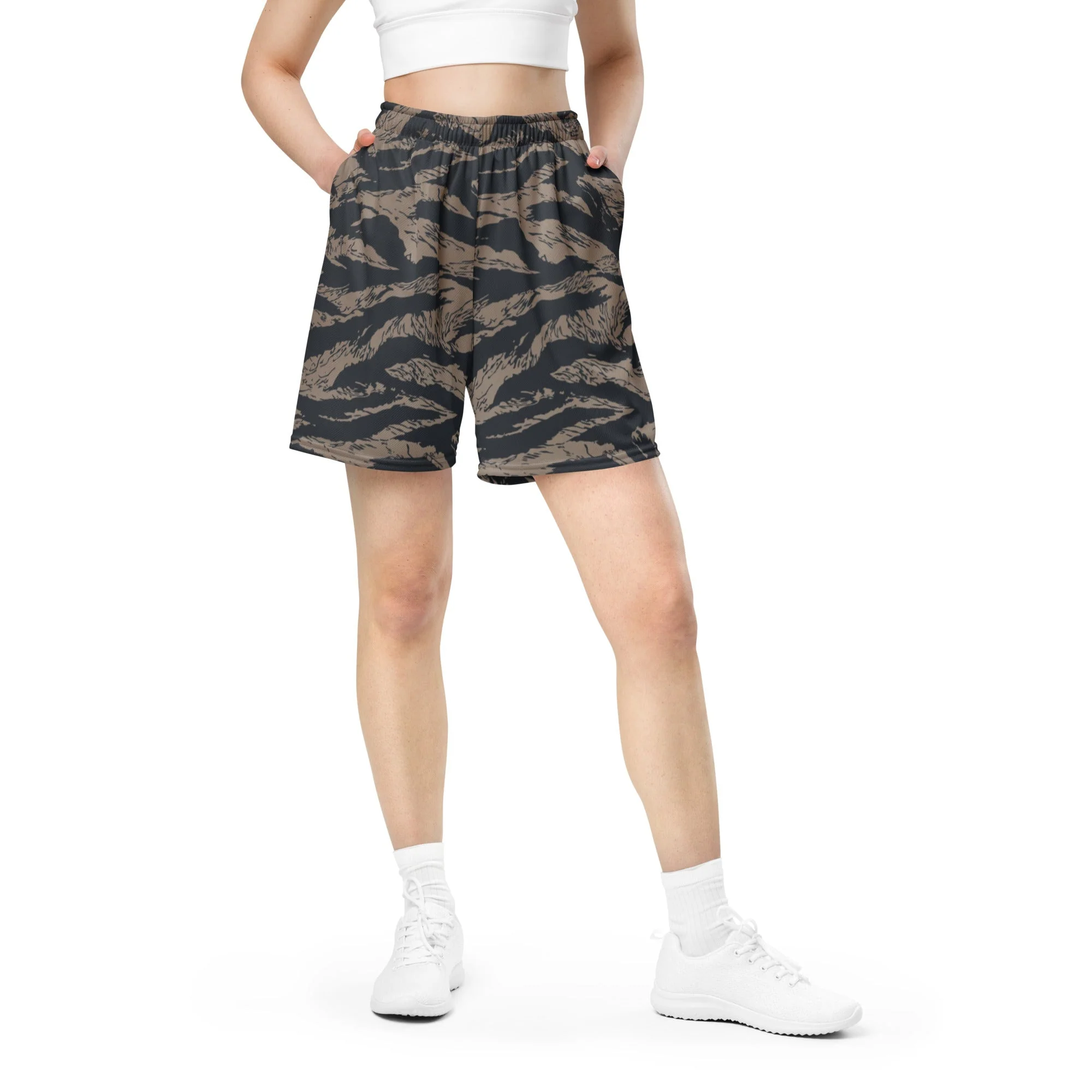 Afghanistan Taliban Special Forces Badri Tiger Stripe CAMO Unisex Mesh Shorts - Image 2