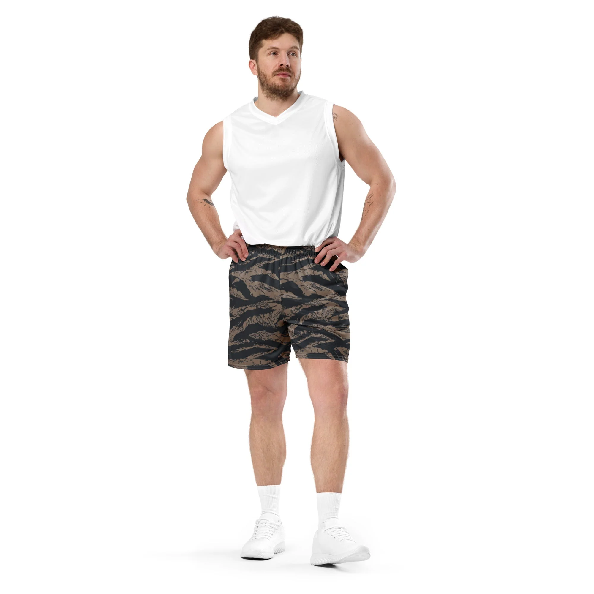 Afghanistan Taliban Special Forces Badri Tiger Stripe CAMO Unisex Mesh Shorts - Image 6