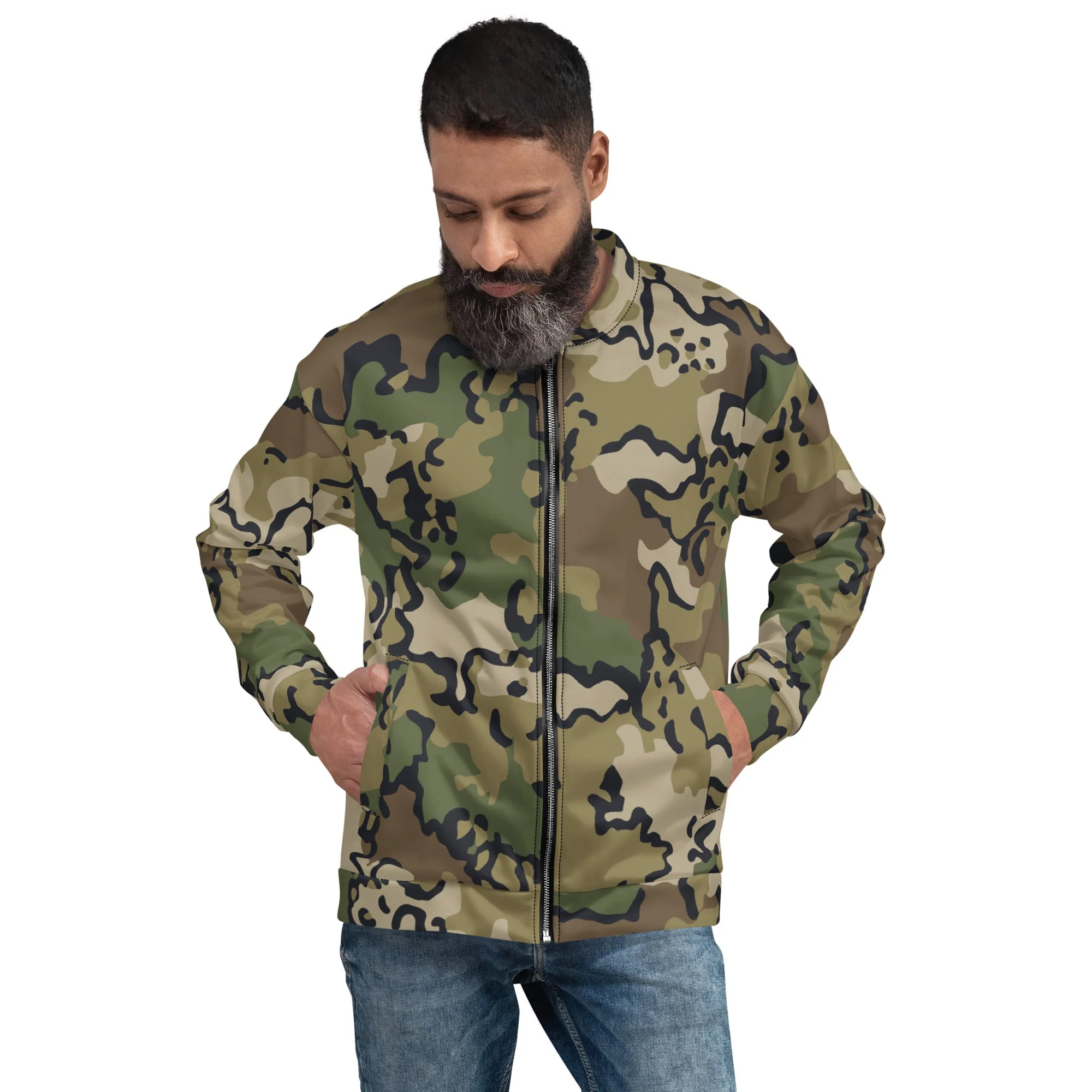 Alaska Chocolate Chip Multi-terrain CAMO Unisex Bomber Jacket