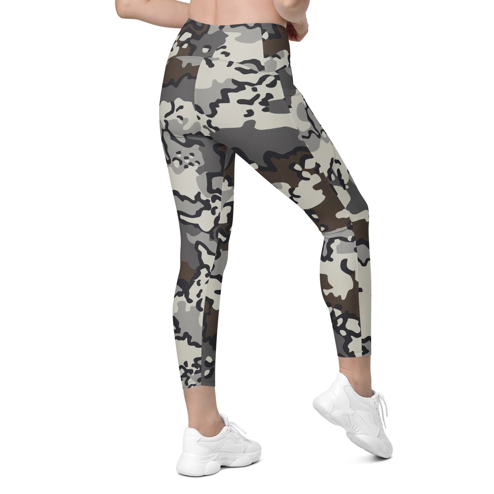Alaska Chocolate Chip Tundra CAMO Womens Leggings with Pockets - Image 2