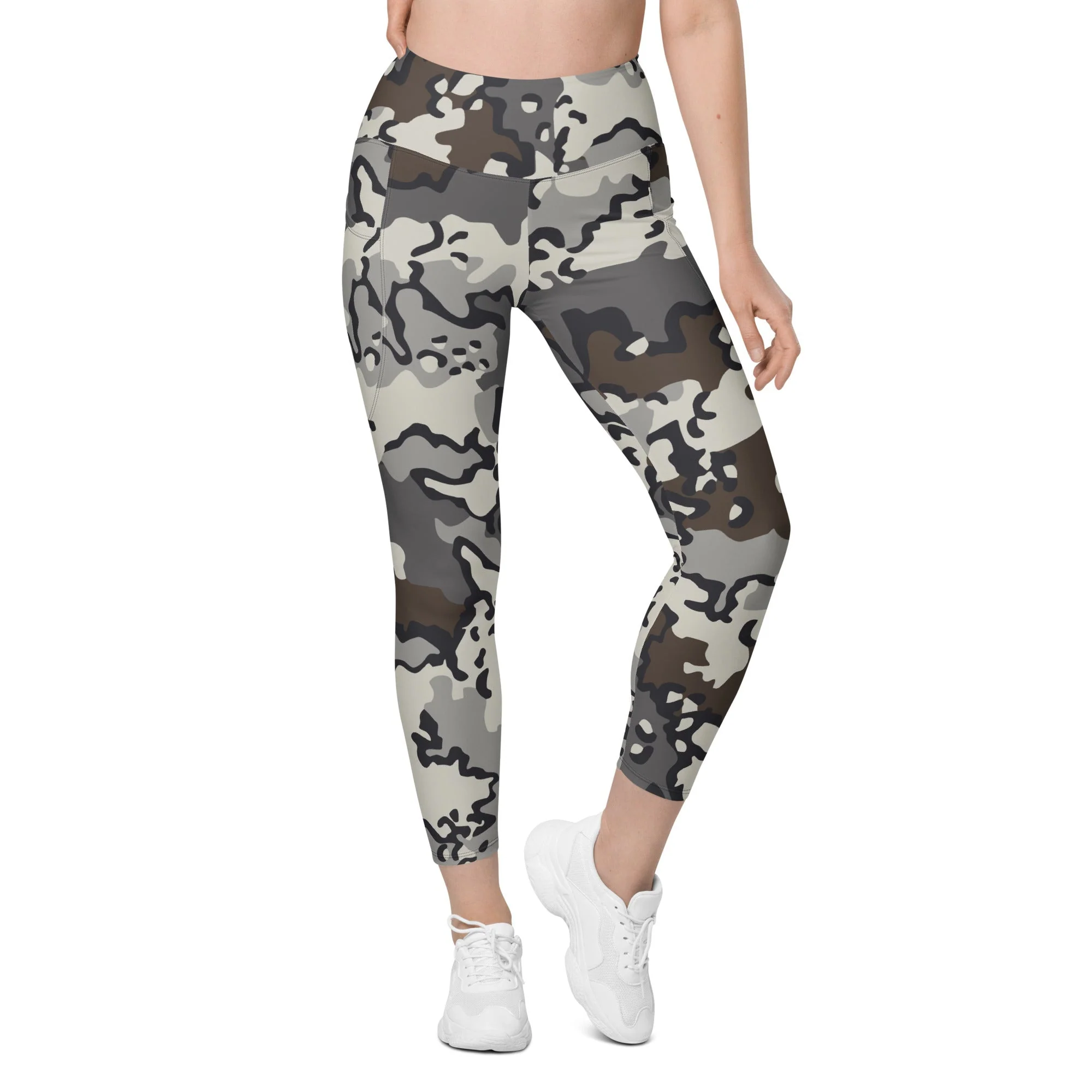 Alaska Chocolate Chip Tundra CAMO Womens Leggings with Pockets - Image 4