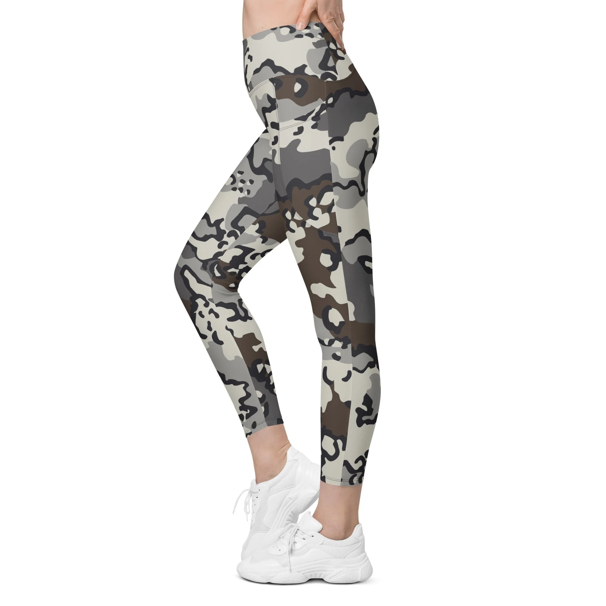 Alaska Chocolate Chip Tundra CAMO Womens Leggings with Pockets - Image 5