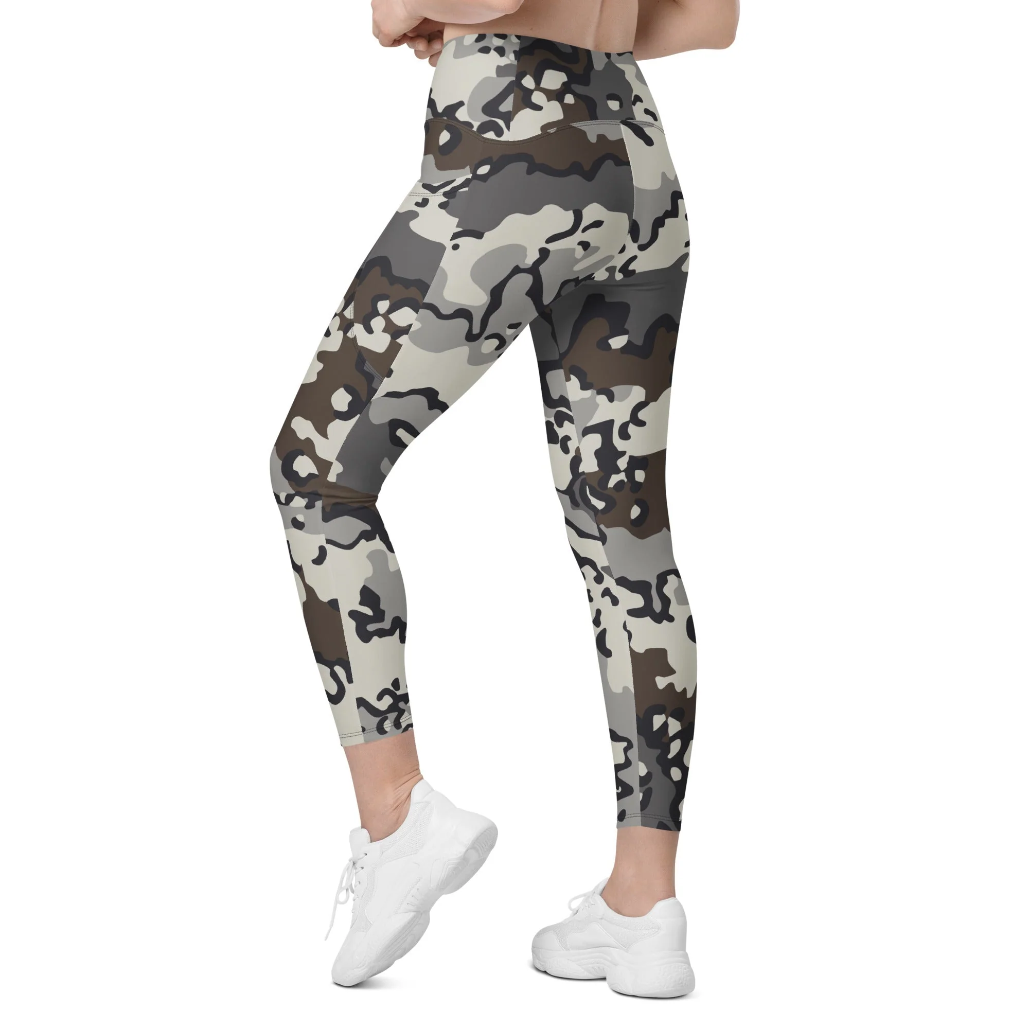 Alaska Chocolate Chip Tundra CAMO Womens Leggings with Pockets - Image 6
