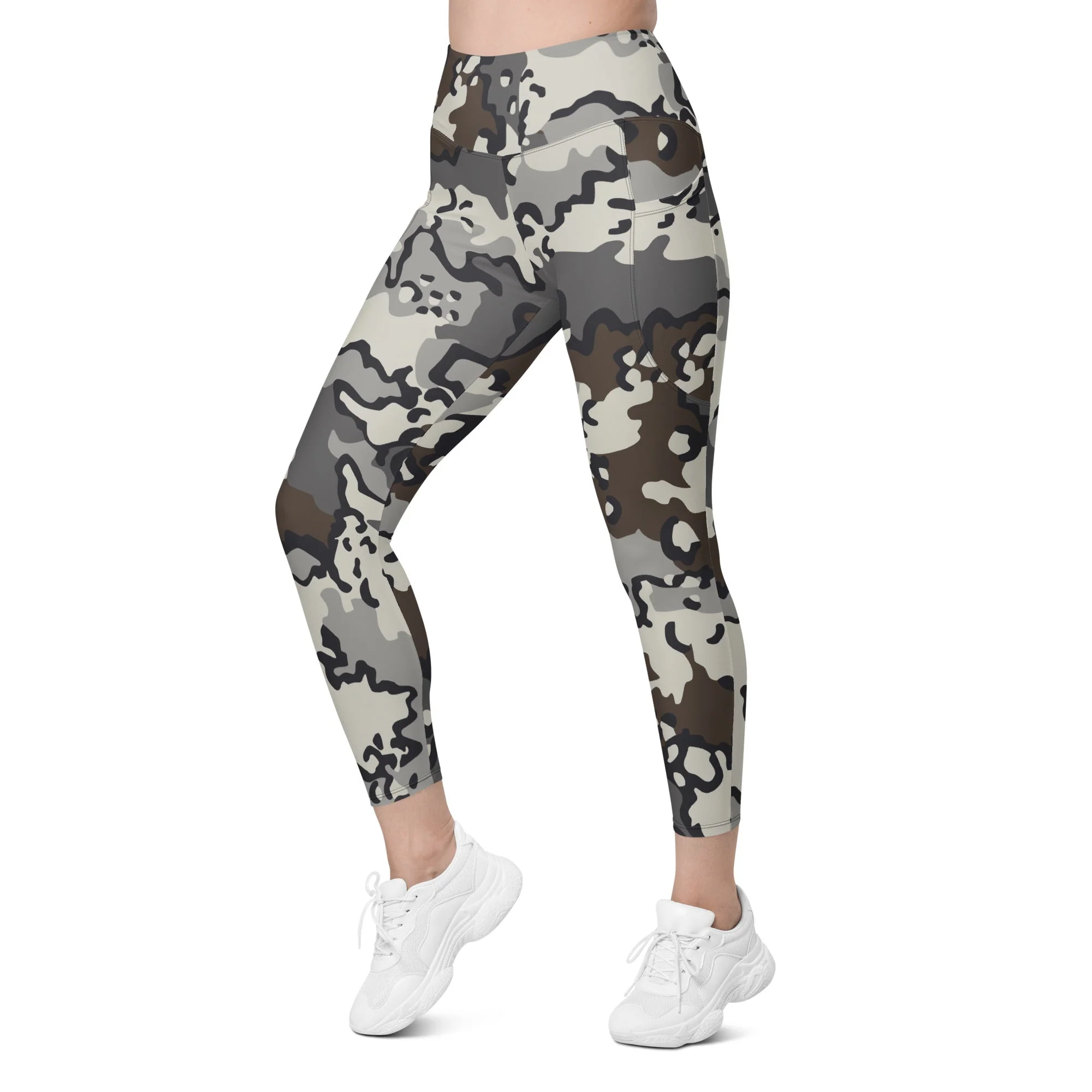 Alaska Chocolate Chip Tundra CAMO Womens Leggings with Pockets - Image 7