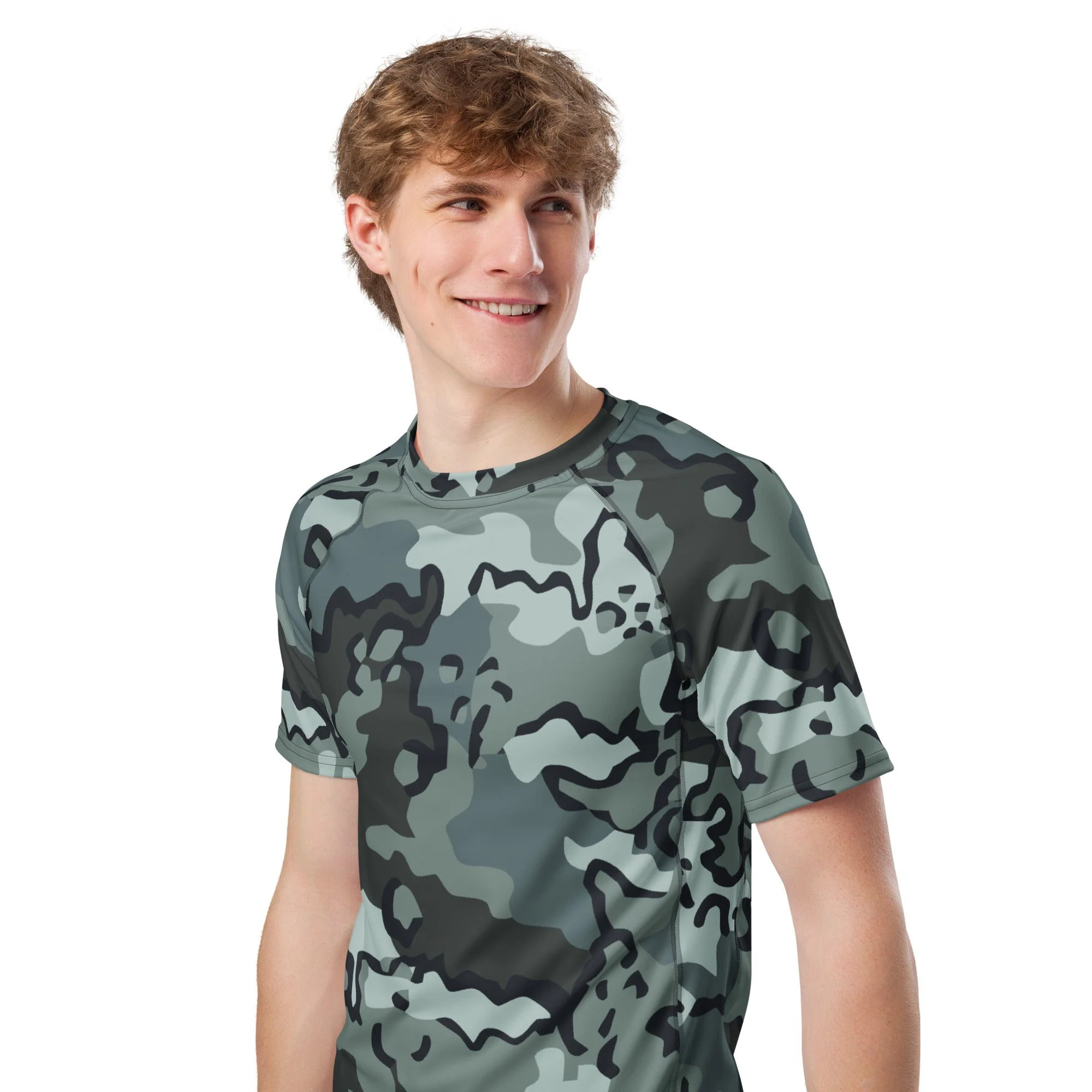 Alaska Chocolate Chip Urban CAMO Mens Short-Sleeve Rash Guard - Image 4