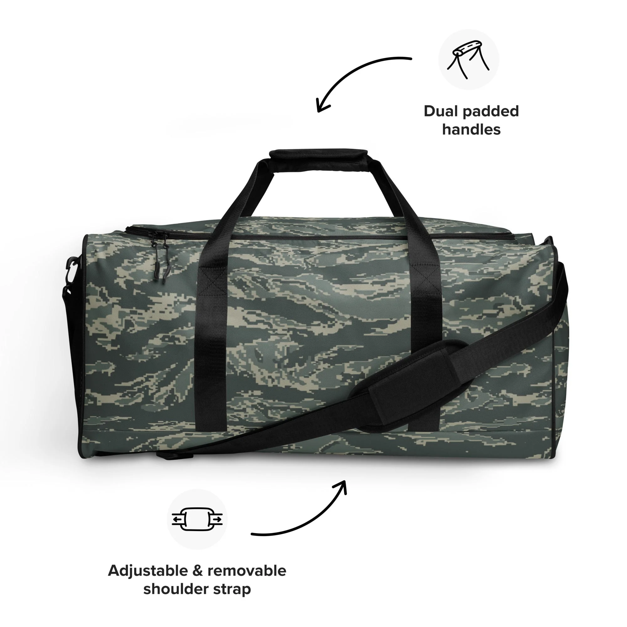 American Tiger Stripe Airman Battle Uniform (ABU) CAMO Duffle Bag - Image 3