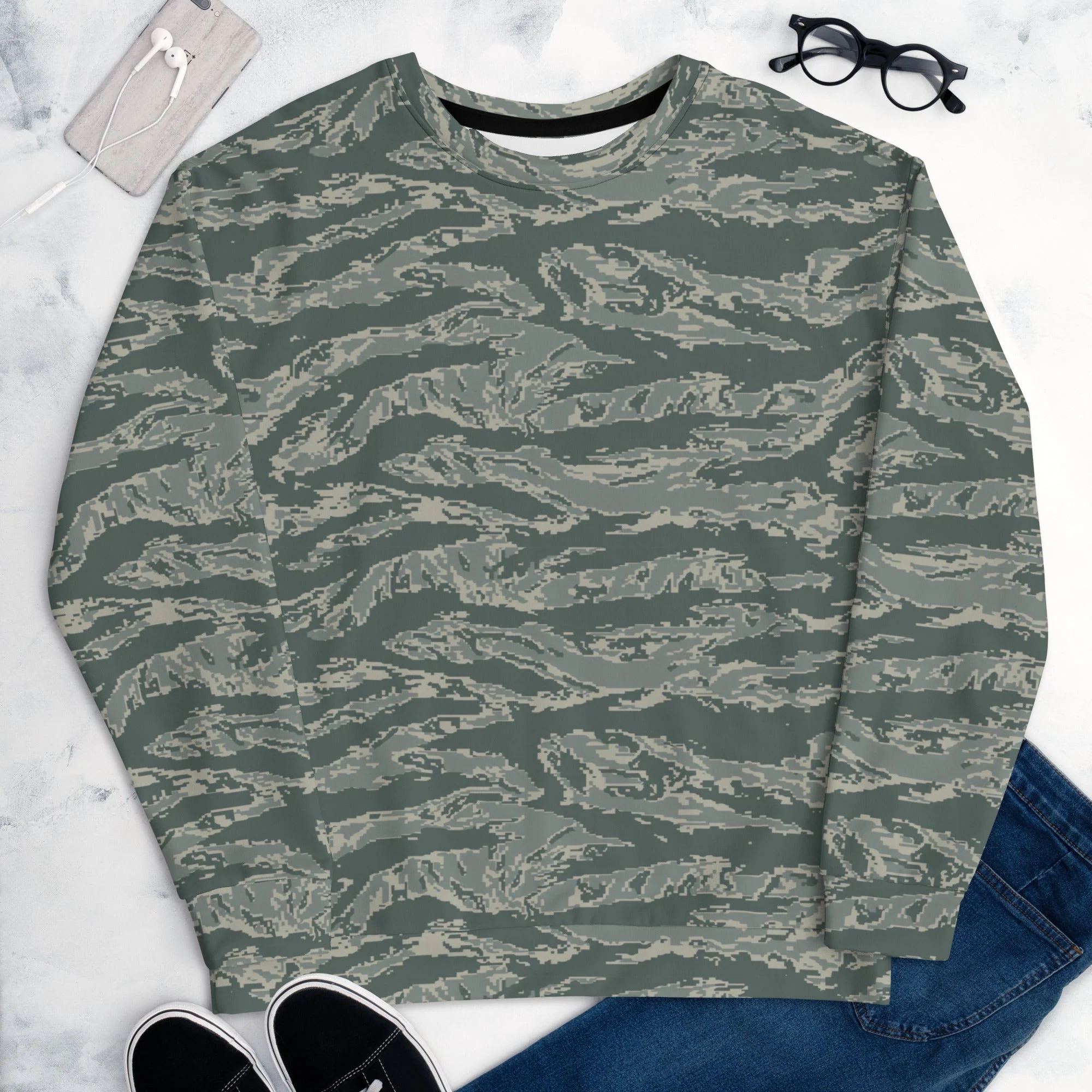 American Tiger Stripe Airman Battle Uniform (ABU) CAMO Unisex Sweatshirt - Image 10