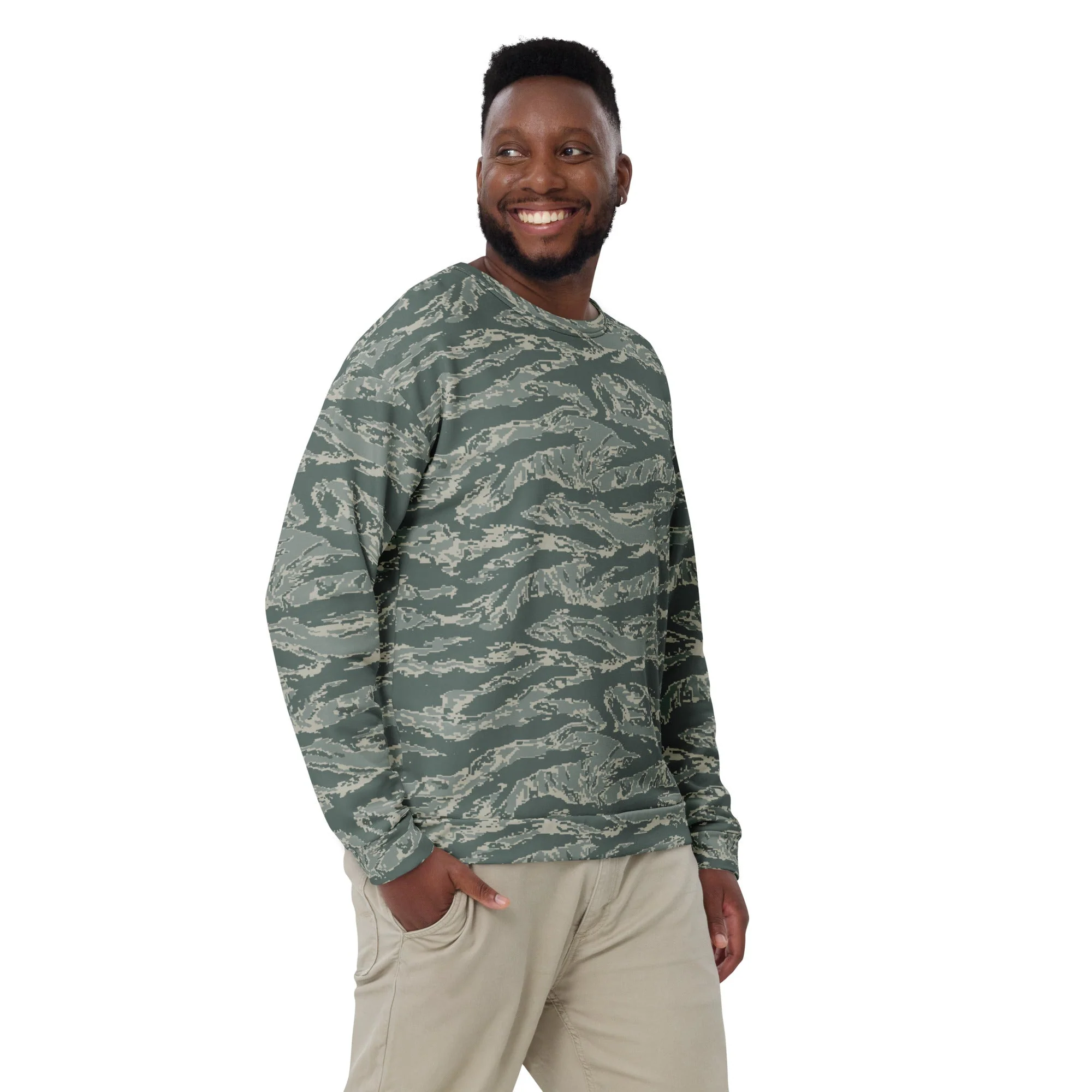 American Tiger Stripe Airman Battle Uniform (ABU) CAMO Unisex Sweatshirt - Image 5