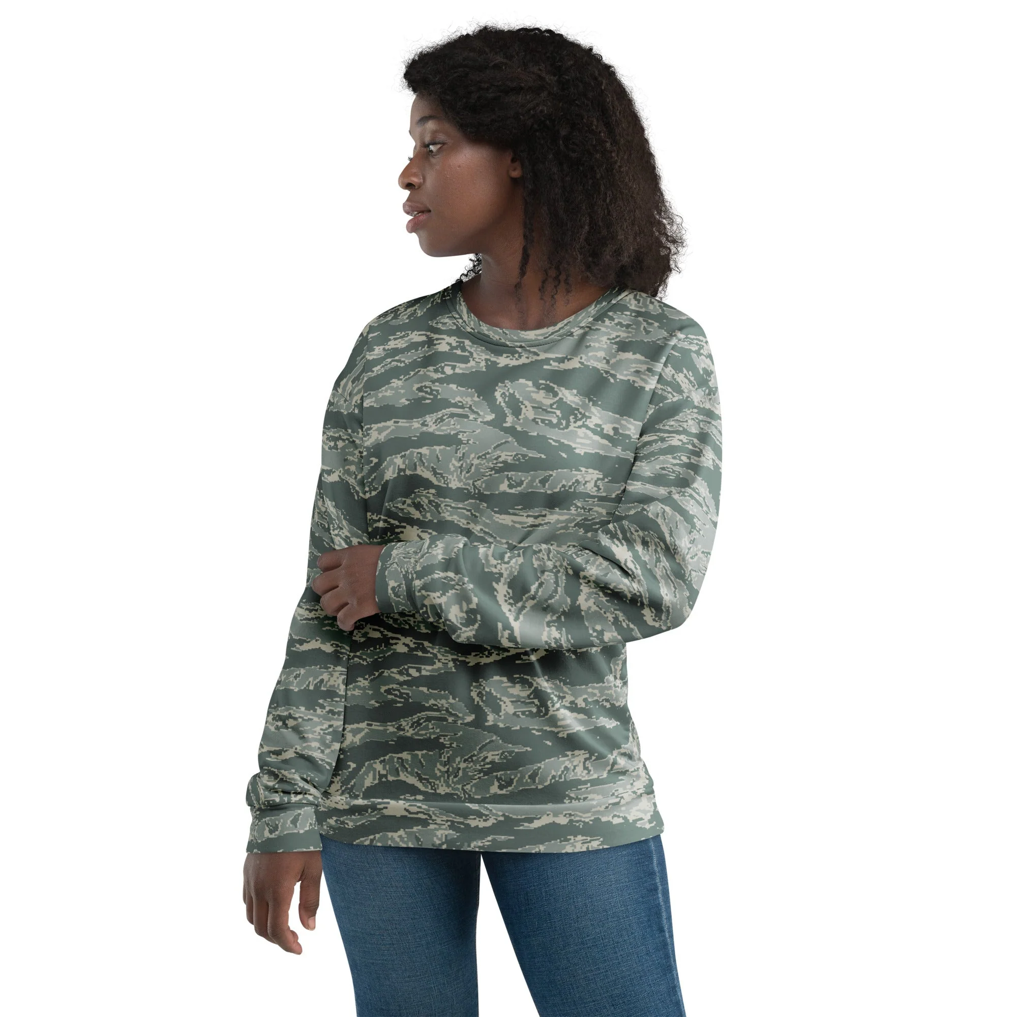 American Tiger Stripe Airman Battle Uniform (ABU) CAMO Unisex Sweatshirt - Image 6