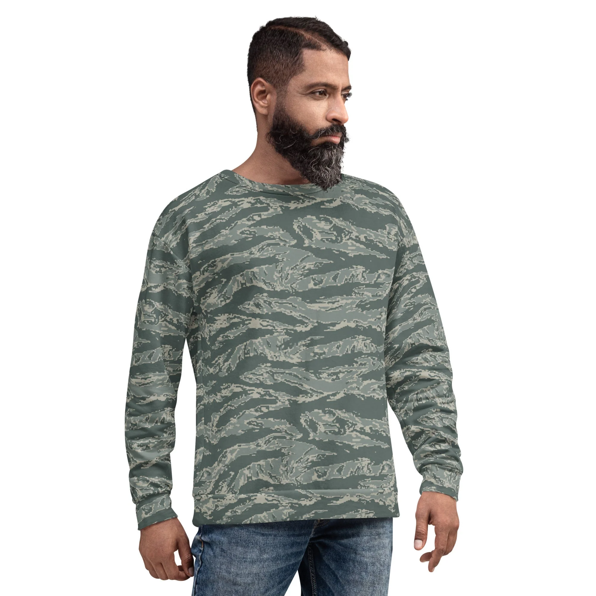 American Tiger Stripe Airman Battle Uniform (ABU) CAMO Unisex Sweatshirt - Image 9