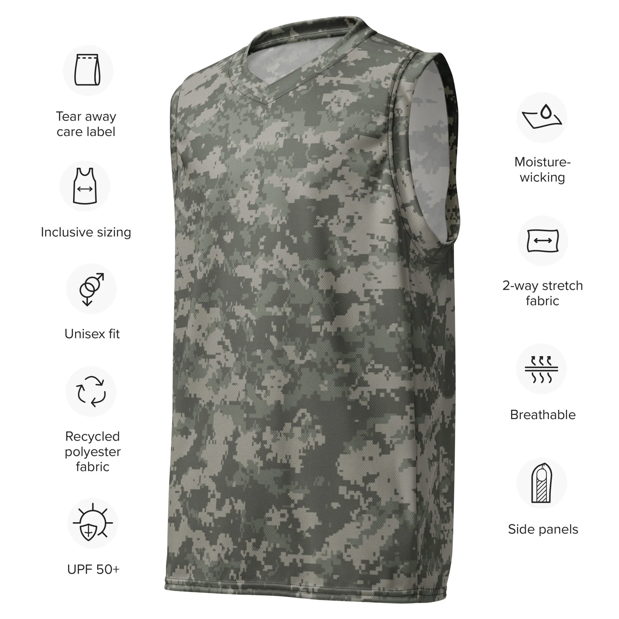 American Digital Army Combat Uniform (ACU) CAMO Unisex Basketball Jersey - Image 3
