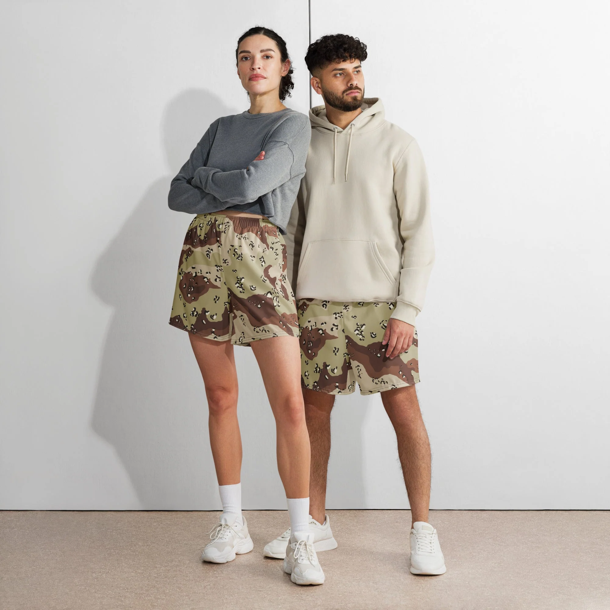 American Chocolate Chip Desert Battle Dress Uniform (DBDU) CAMO Unisex Athletic Long Shorts - Image 5