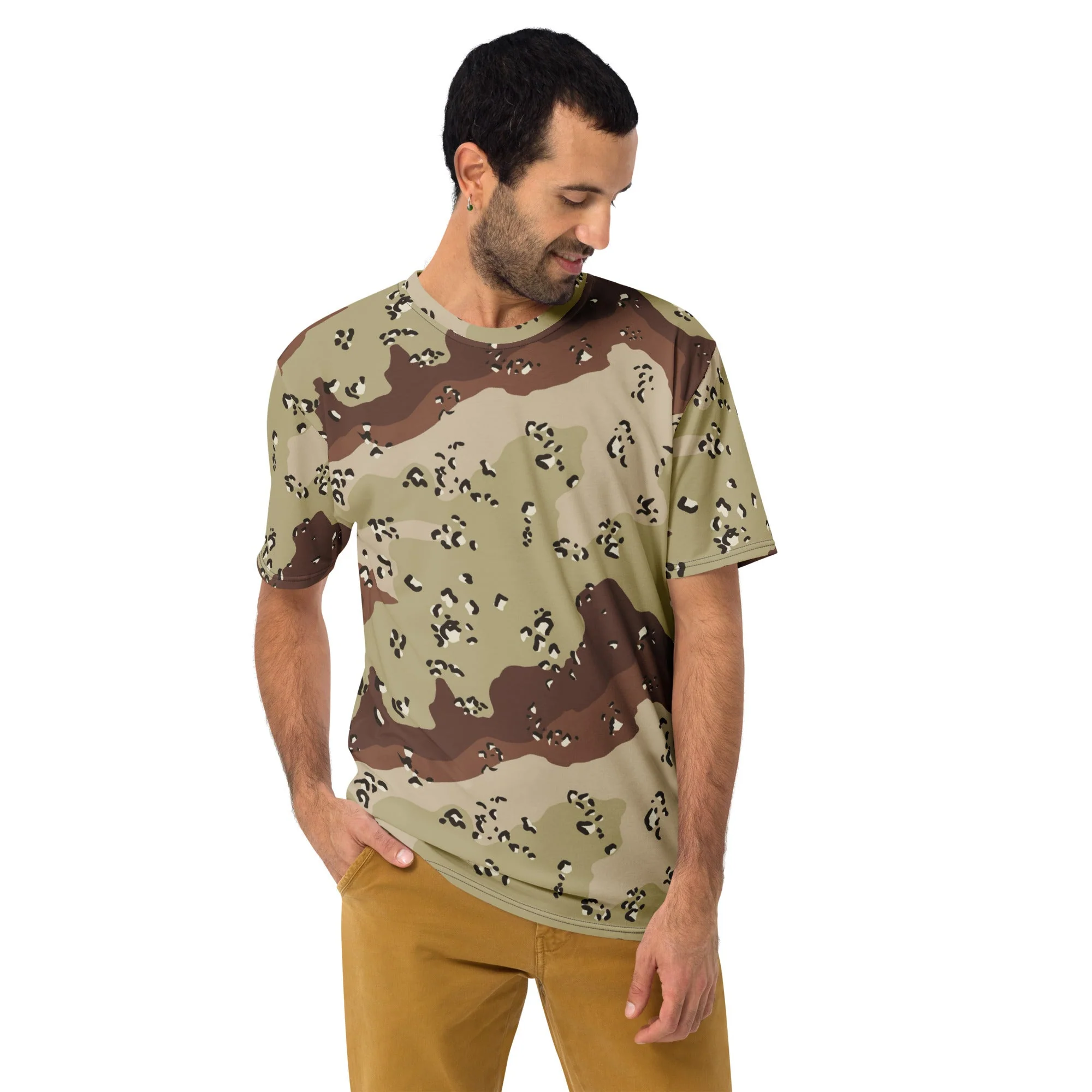American Chocolate Chip Desert Battle Dress Uniform (DBDU) CAMO Mens T-Shirt - Image 3