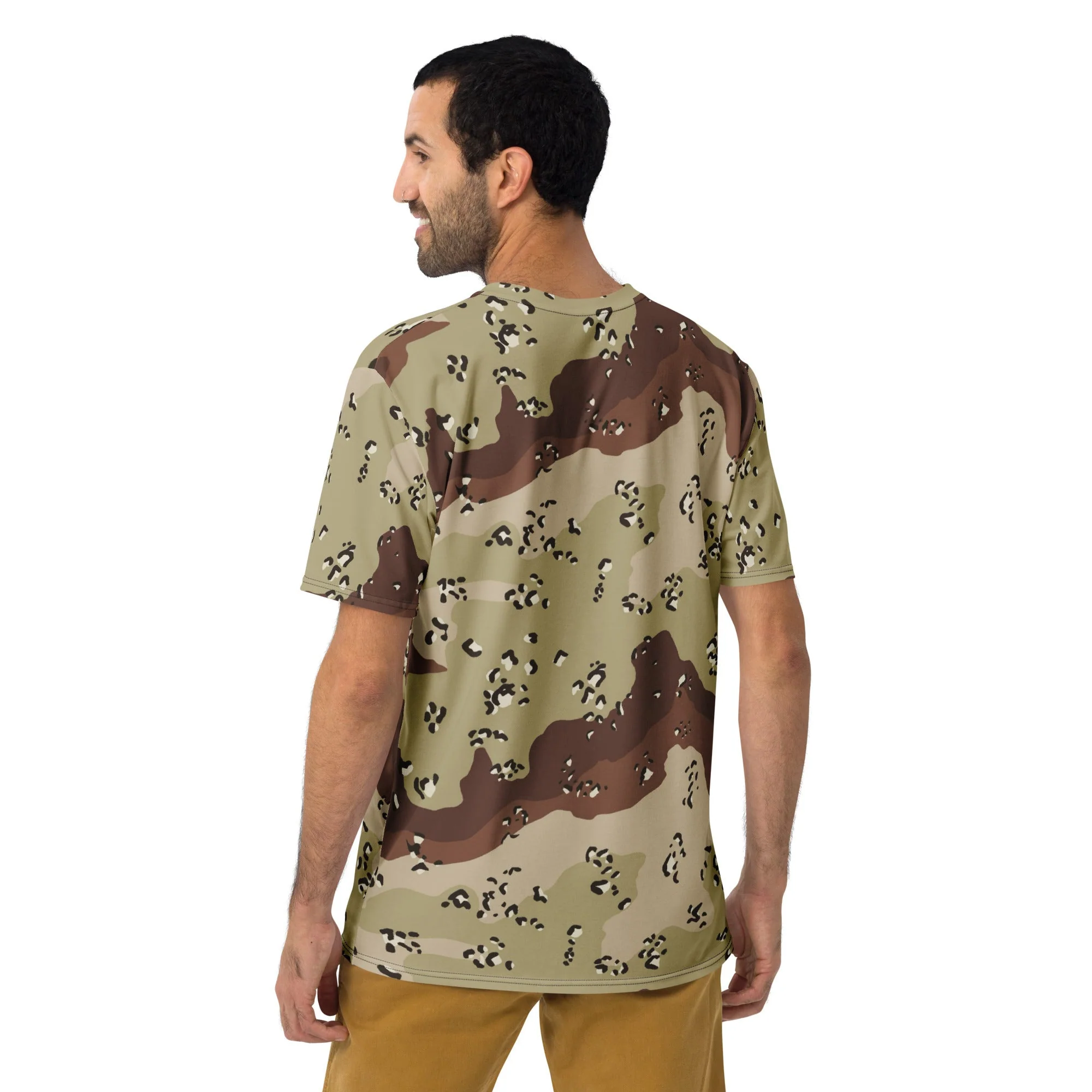 American Chocolate Chip Desert Battle Dress Uniform (DBDU) CAMO Mens T-Shirt - Image 4