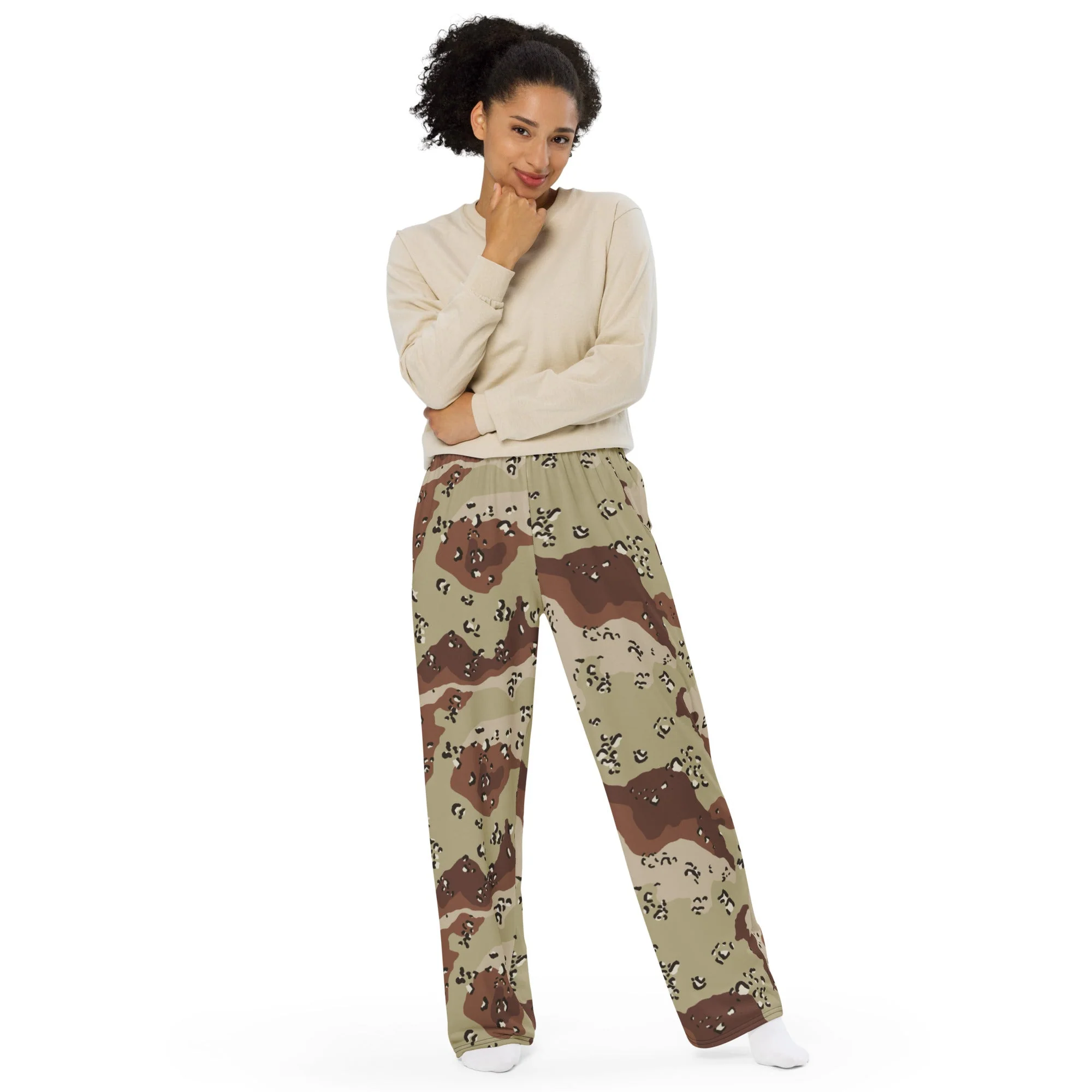 American Chocolate Chip Desert Battle Dress Uniform (DBDU) CAMO Unisex Wide-Leg Leisure Pants - Image 10