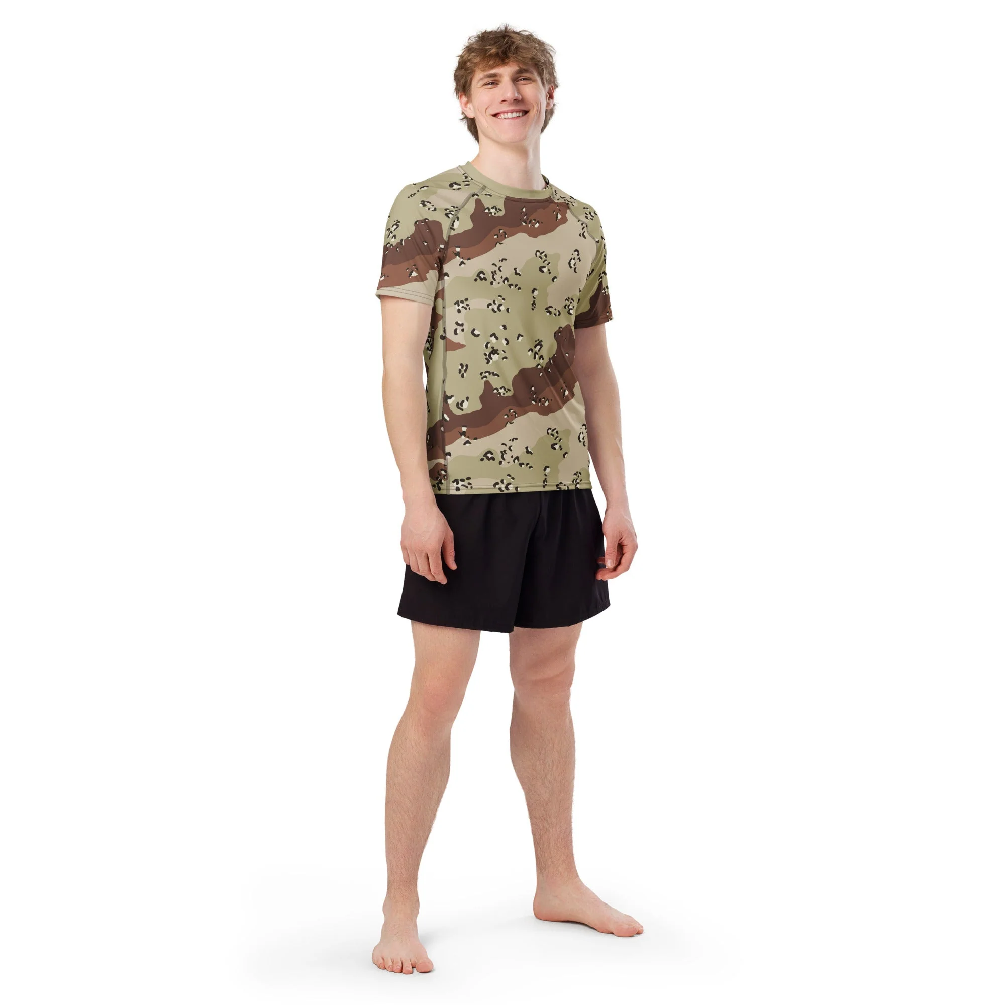 American Chocolate Chip Desert Battle Dress Uniform (DBDU) CAMO Mens Short-Sleeve Rash Guard - Image 5