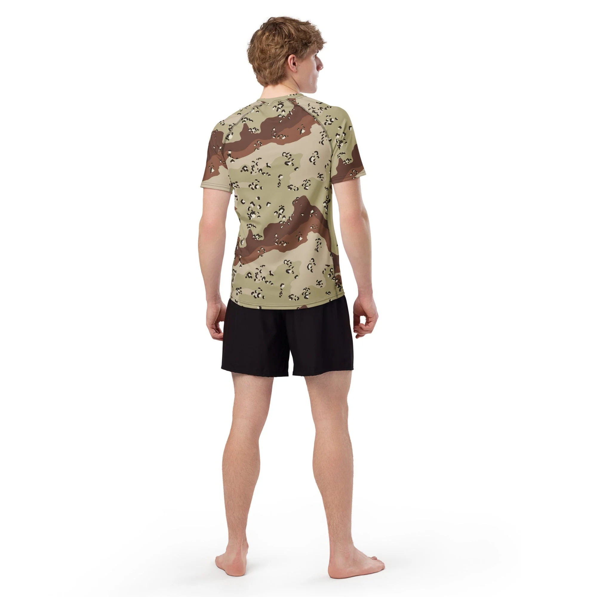 American Chocolate Chip Desert Battle Dress Uniform (DBDU) CAMO Mens Short-Sleeve Rash Guard - Image 6