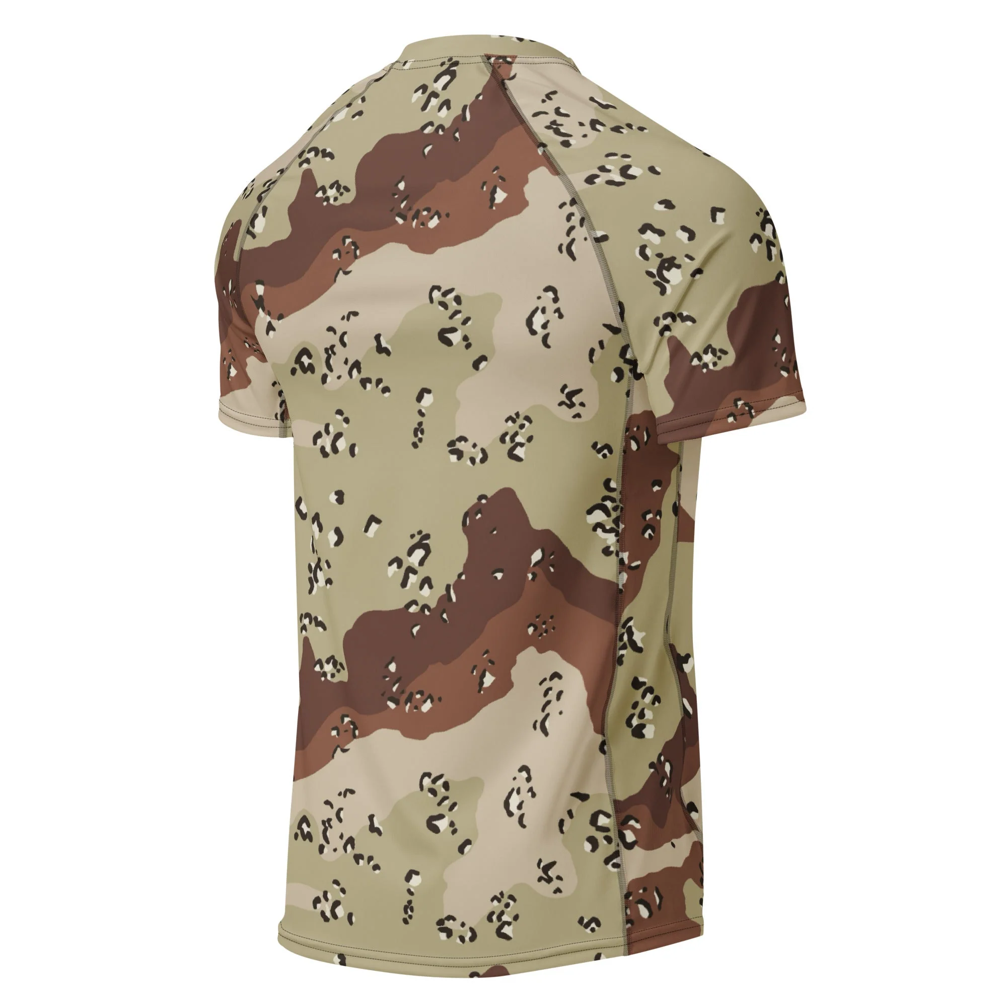 American Chocolate Chip Desert Battle Dress Uniform (DBDU) CAMO Mens Short-Sleeve Rash Guard - Image 7