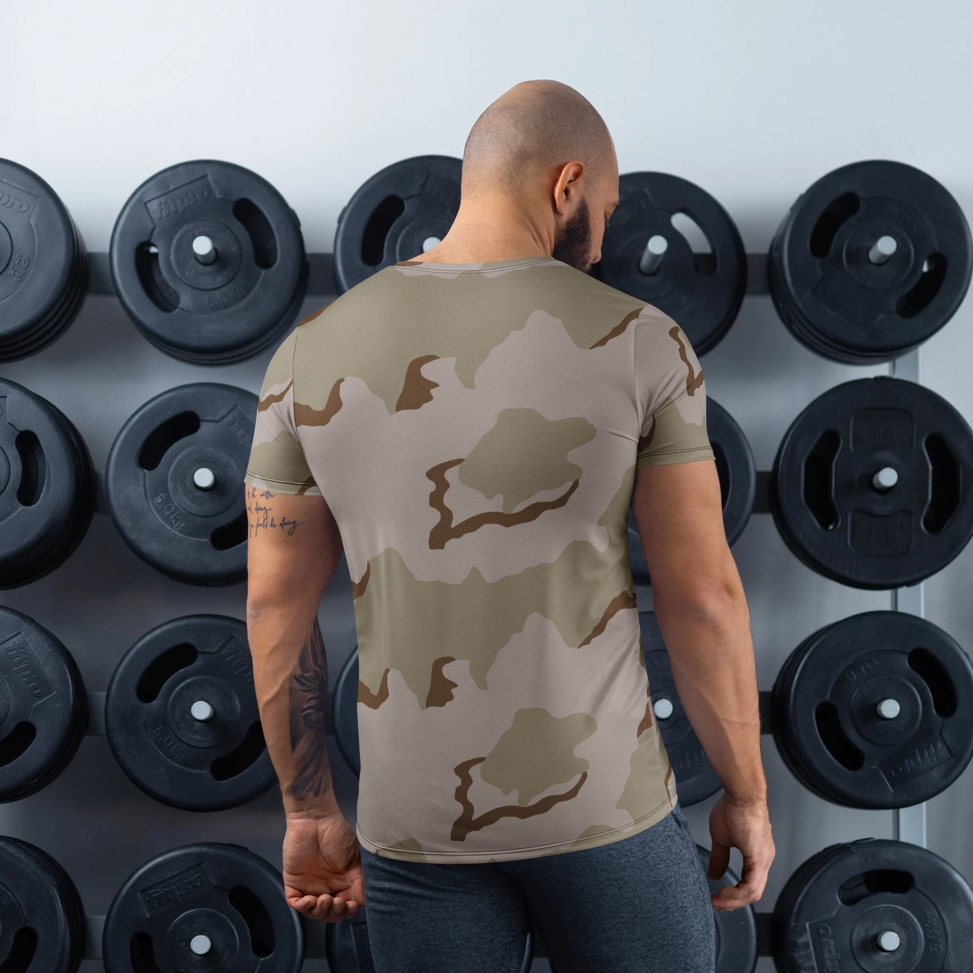 American Coffee Stain Desert Combat Uniform (DCU) CAMO Mens Athletic T-Shirt - Image 2