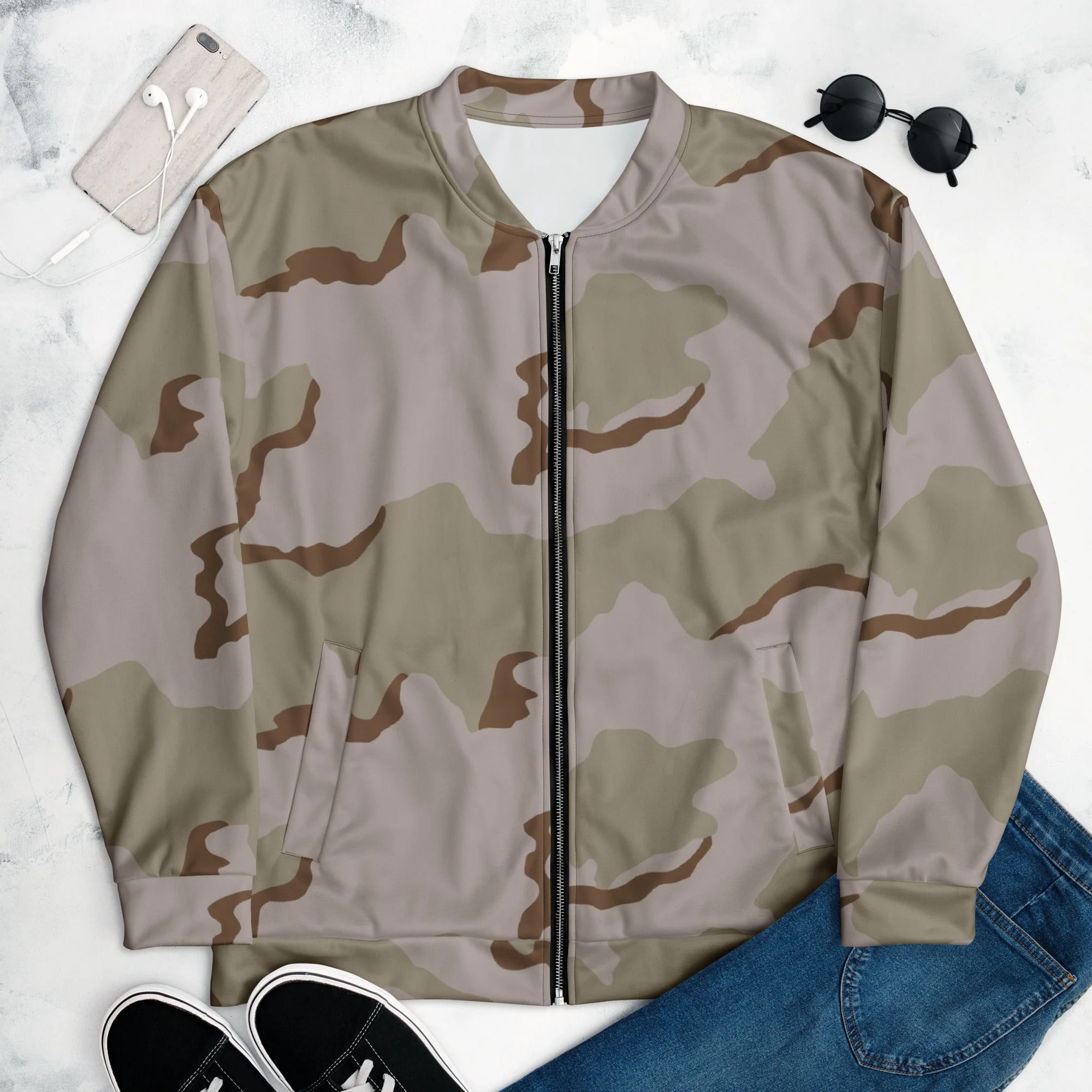 American Coffee Stain Desert Combat Uniform (DCU) CAMO Unisex Bomber Jacket - Image 3