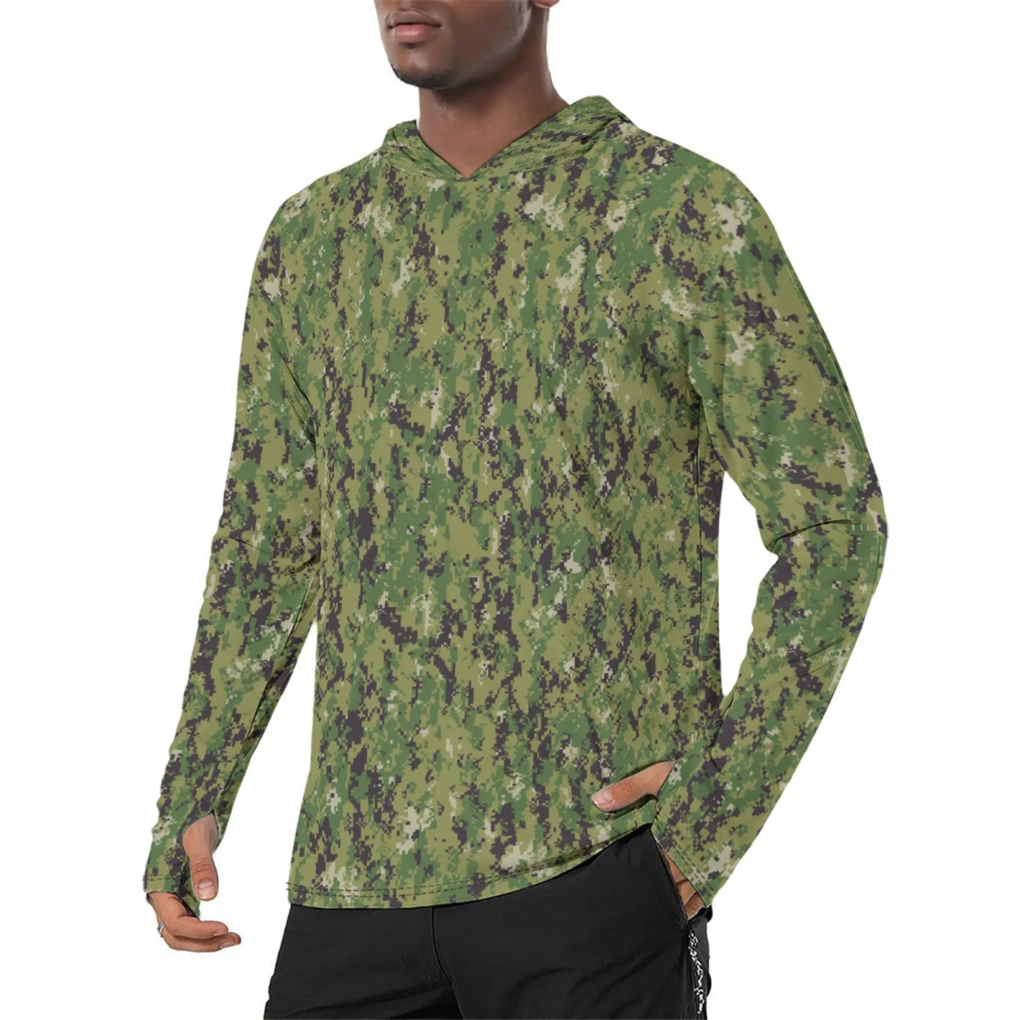 American Digital AOR-2 CAMO Mens Sunscreen Sports Hoodie With Thumb Holes
