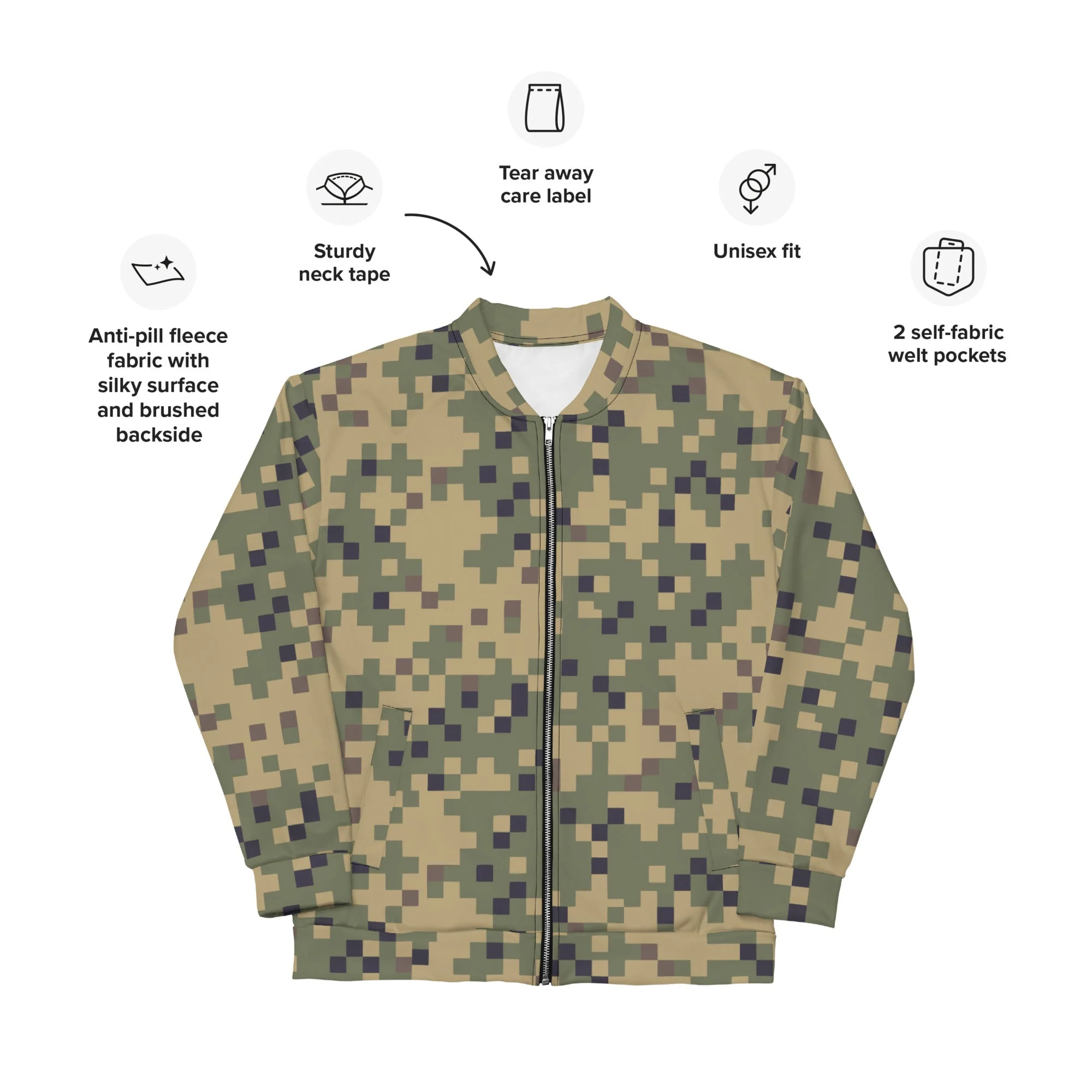 American Digital Dual-Tex CAMO Unisex Bomber Jacket - Image 4