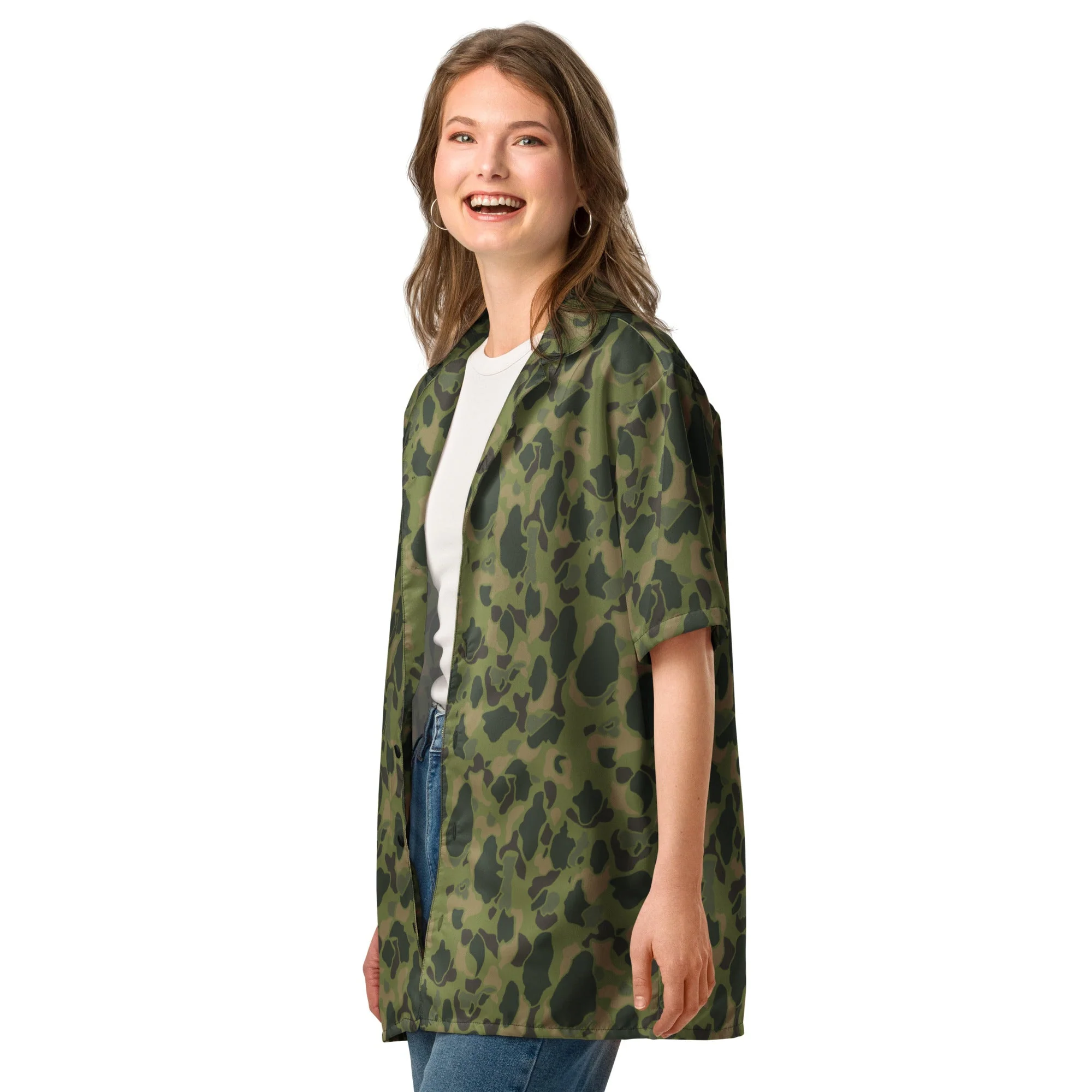 American Frog Skin Tropical CAMO Unisex Short-Sleeve Button Shirt - Image 6
