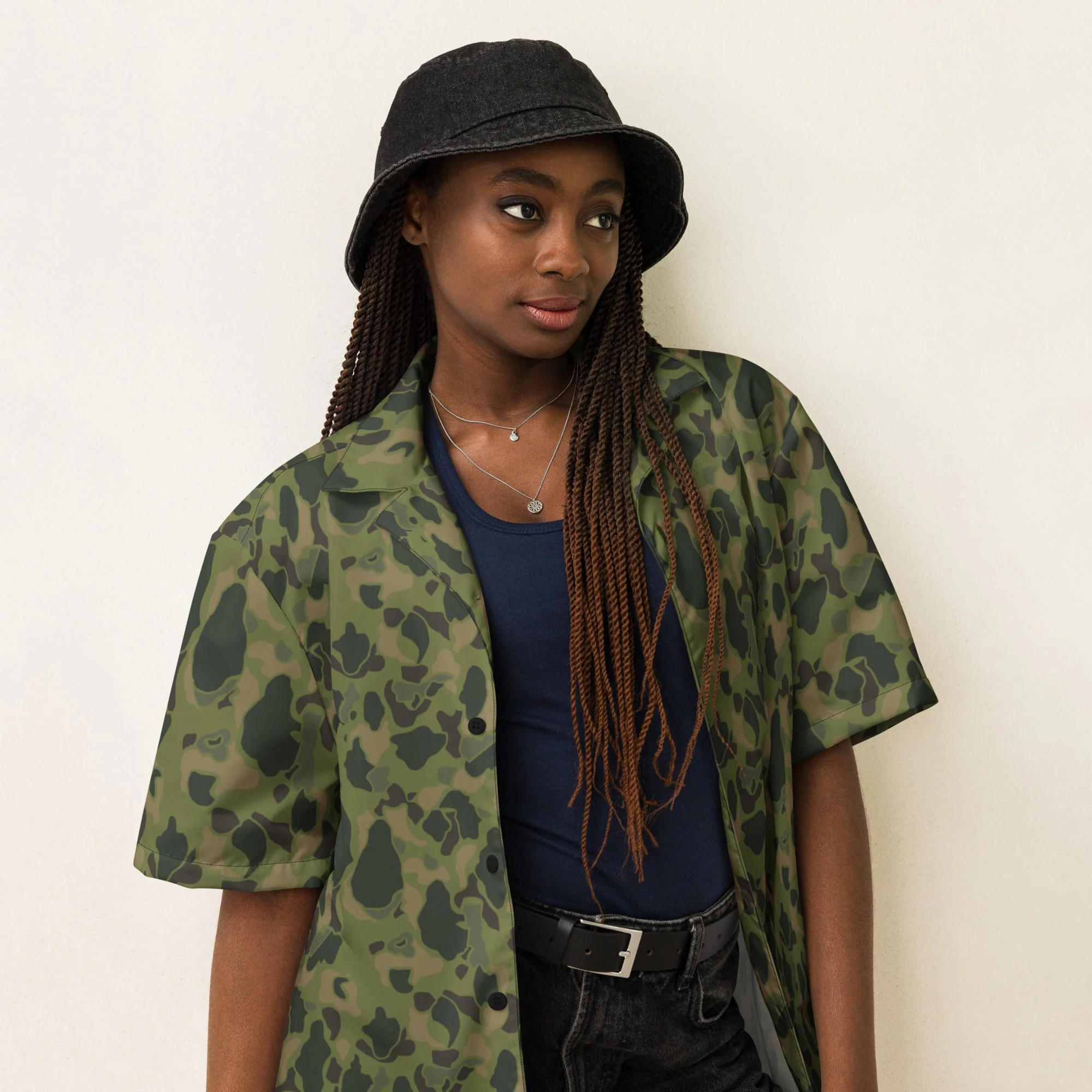 American Frog Skin Tropical CAMO Unisex Short-Sleeve Button Shirt - Image 7