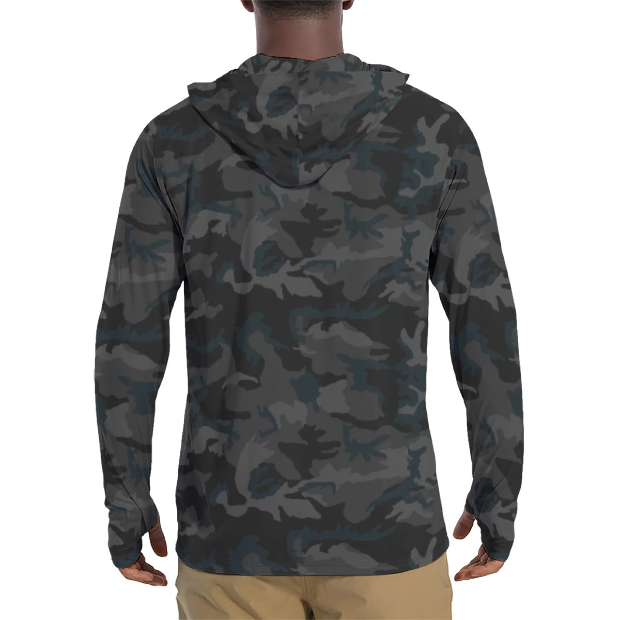 American M81 Night CAMO Mens Sunscreen Sports Hoodie With Thumb Holes - Image 2