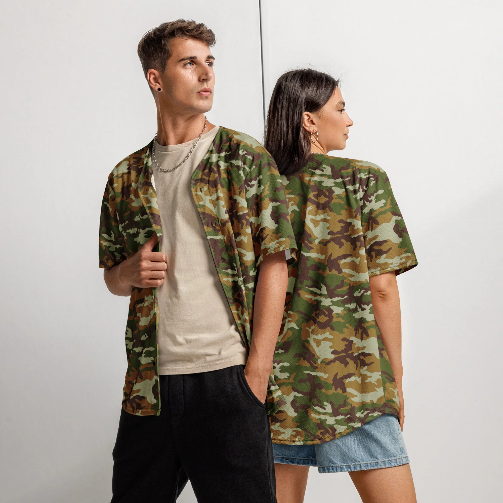 American M81 Olive Brush Woodland CAMO Unisex Baseball Jersey