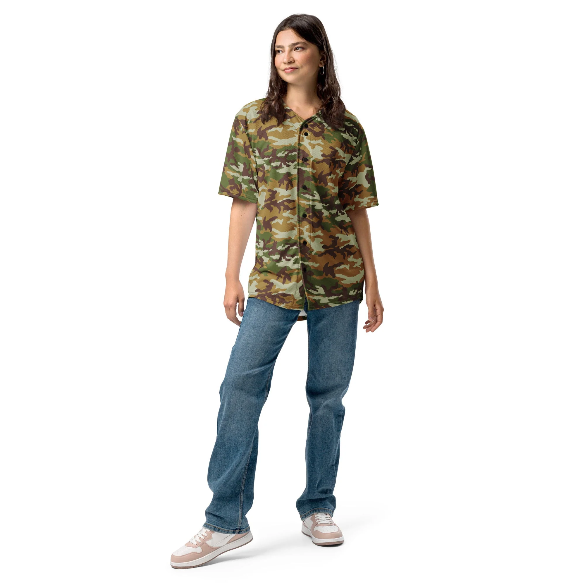 American M81 Olive Brush Woodland CAMO Unisex Baseball Jersey - Image 10