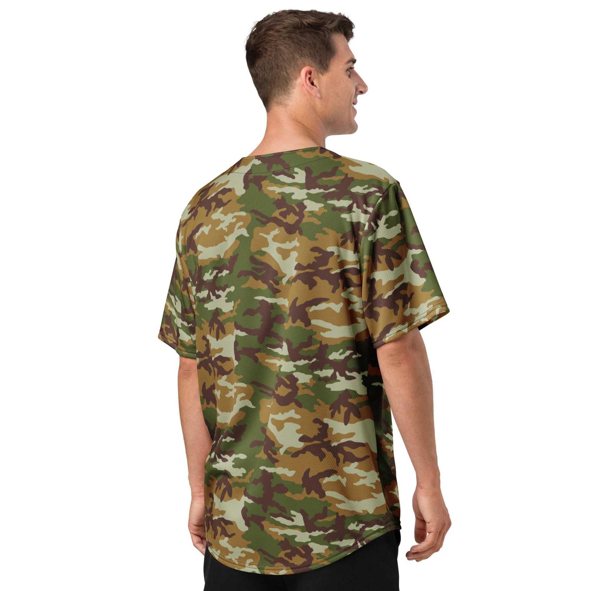 American M81 Olive Brush Woodland CAMO Unisex Baseball Jersey - Image 8