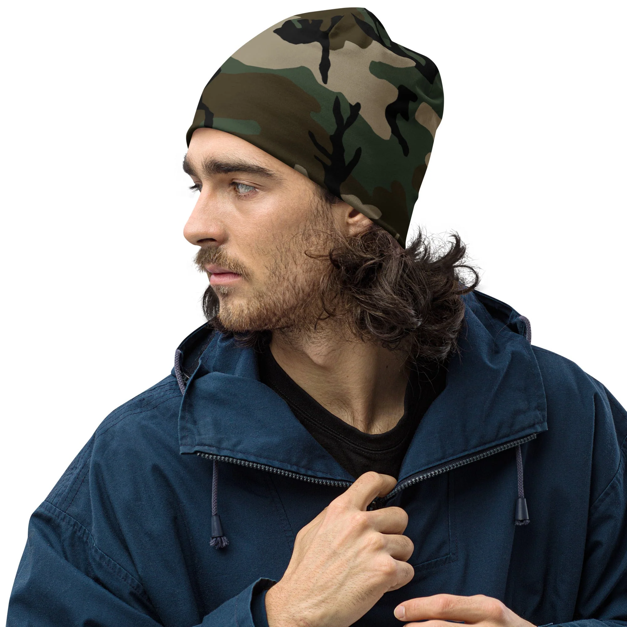 American M81 Woodland CAMO Beanie - Image 3