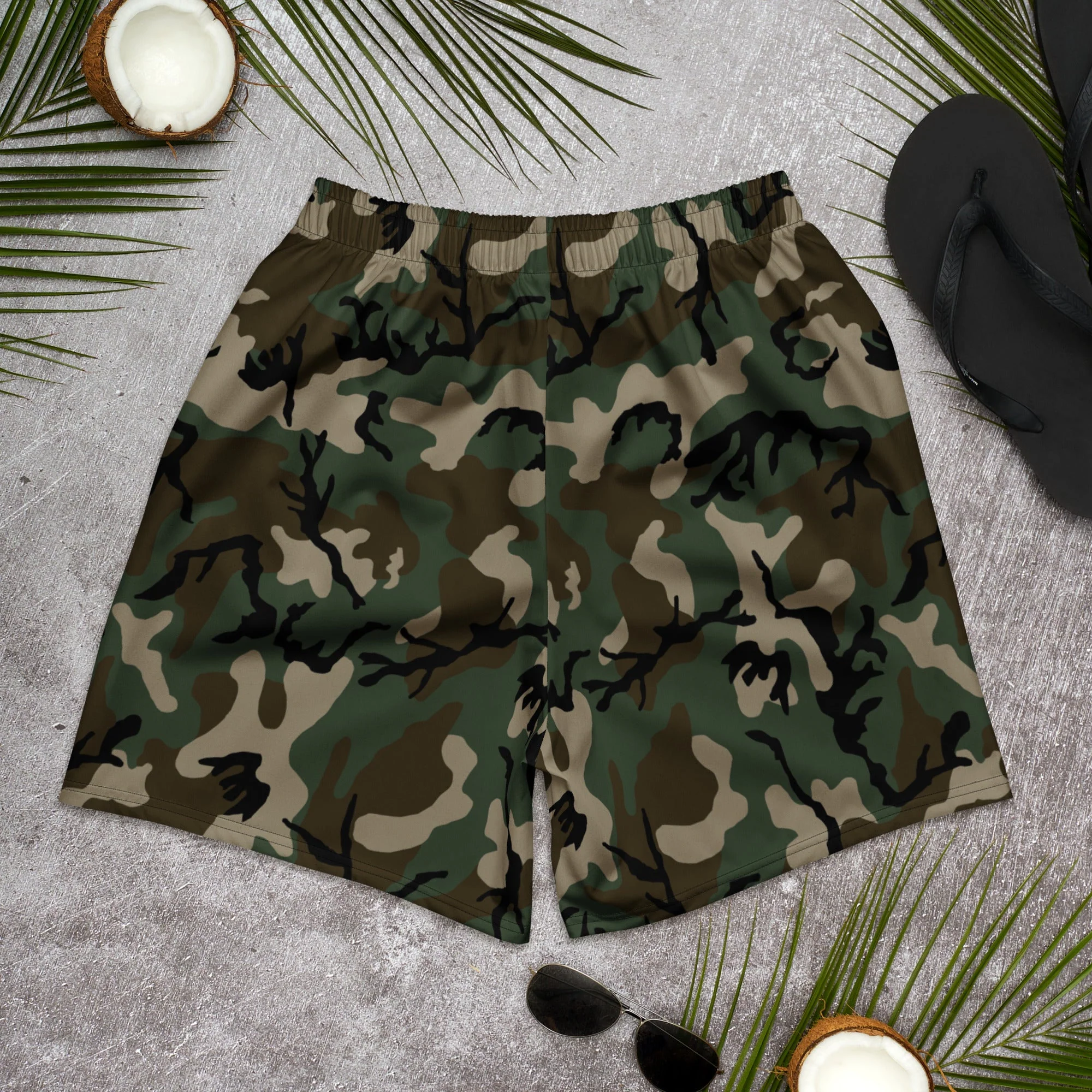 American M81 Woodland CAMO Unisex Athletic Long Shorts - Image 5