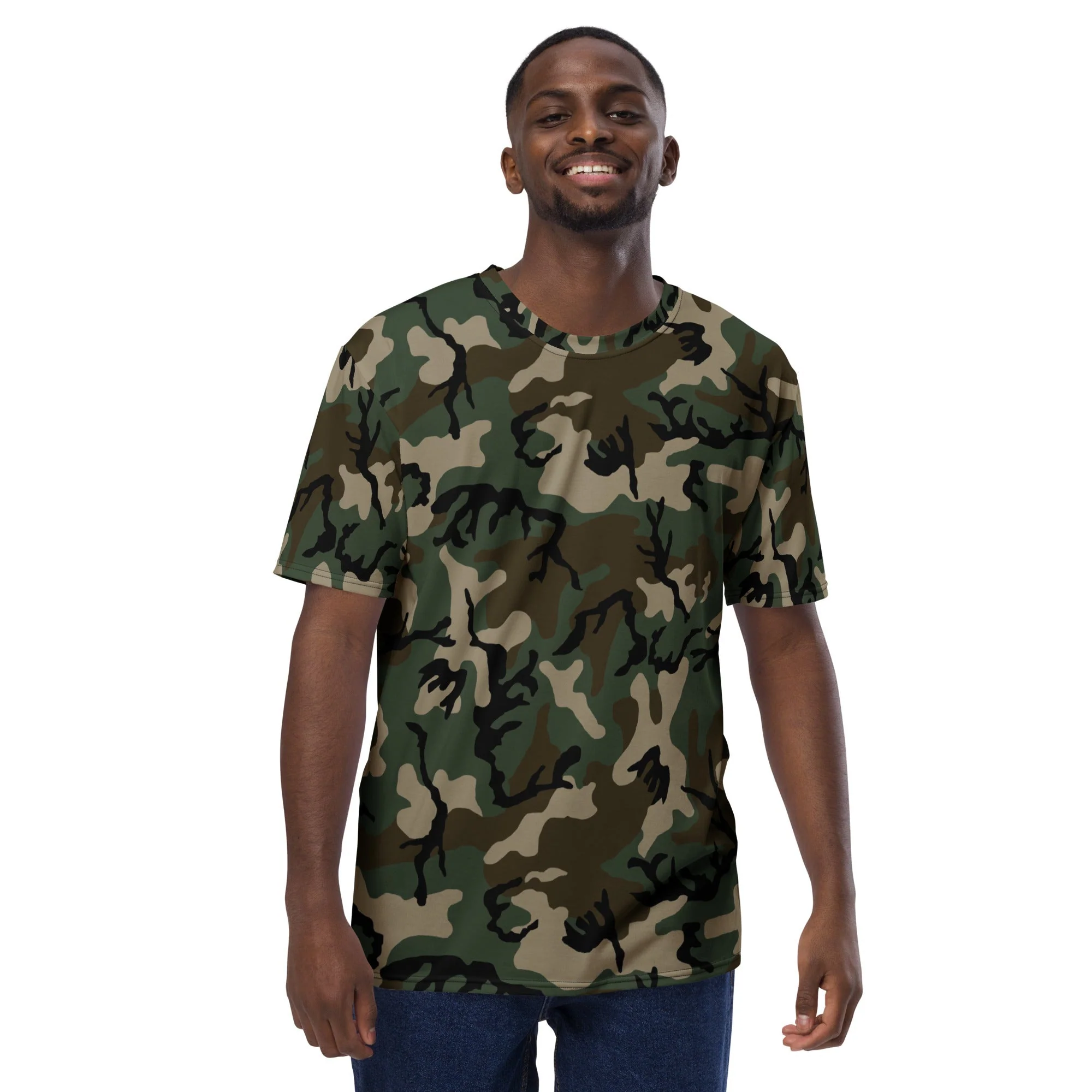 American M81 Woodland CAMO Mens T-Shirt - Image 3