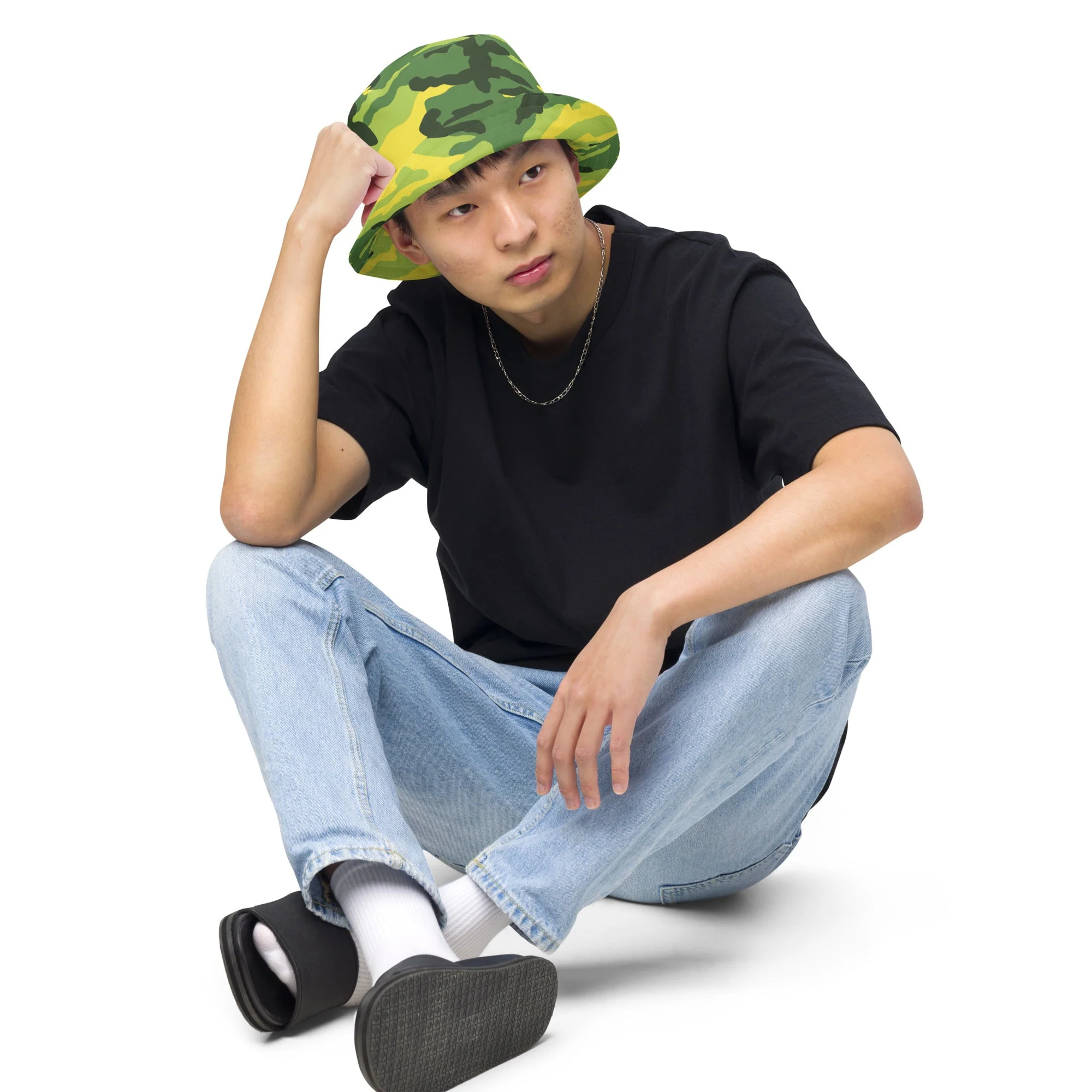 American M81 Yellow Jacket Safety CAMO Reversible Bucket Hat - Image 5