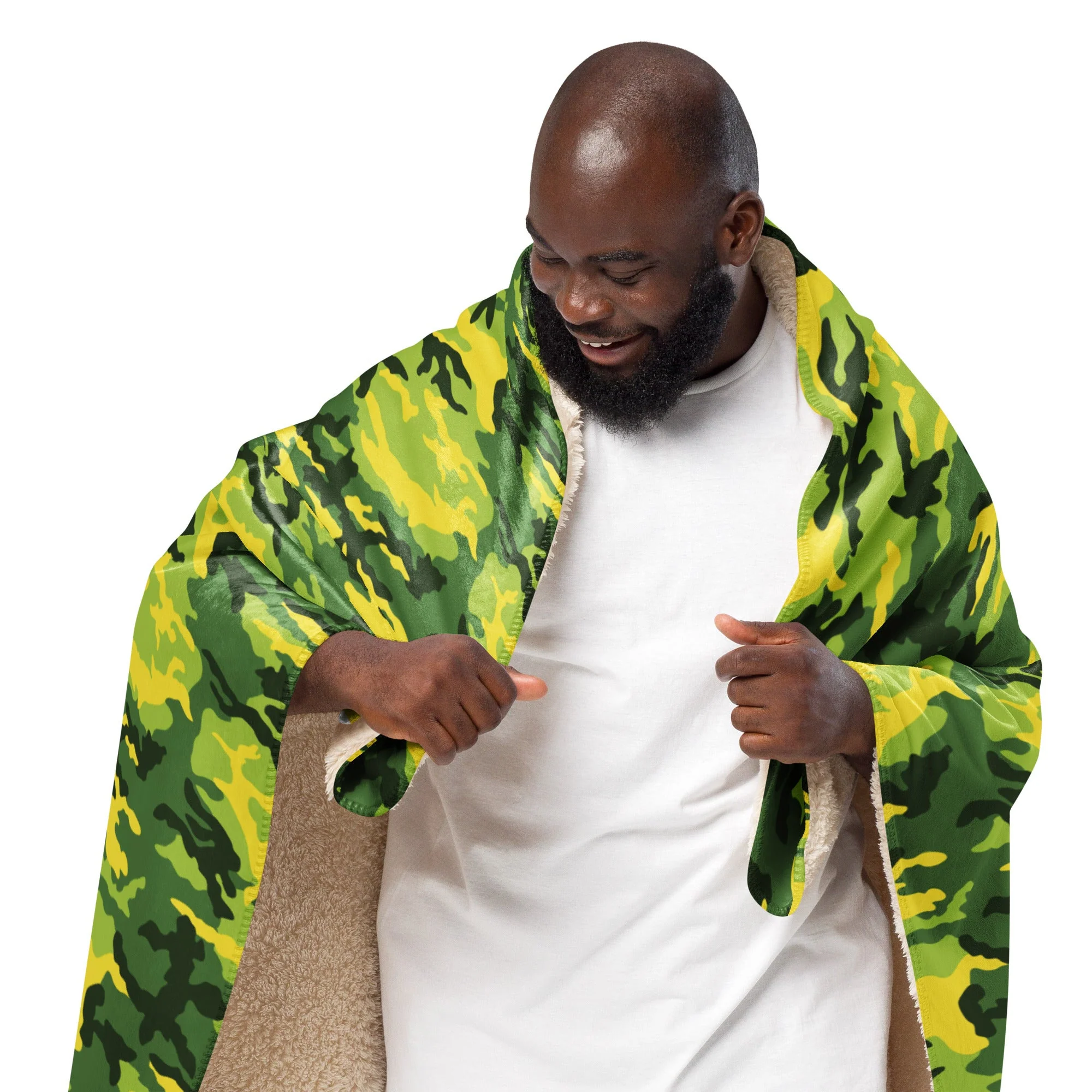 American M81 Yellow Jacket Safety CAMO Sherpa Blanket - Image 6
