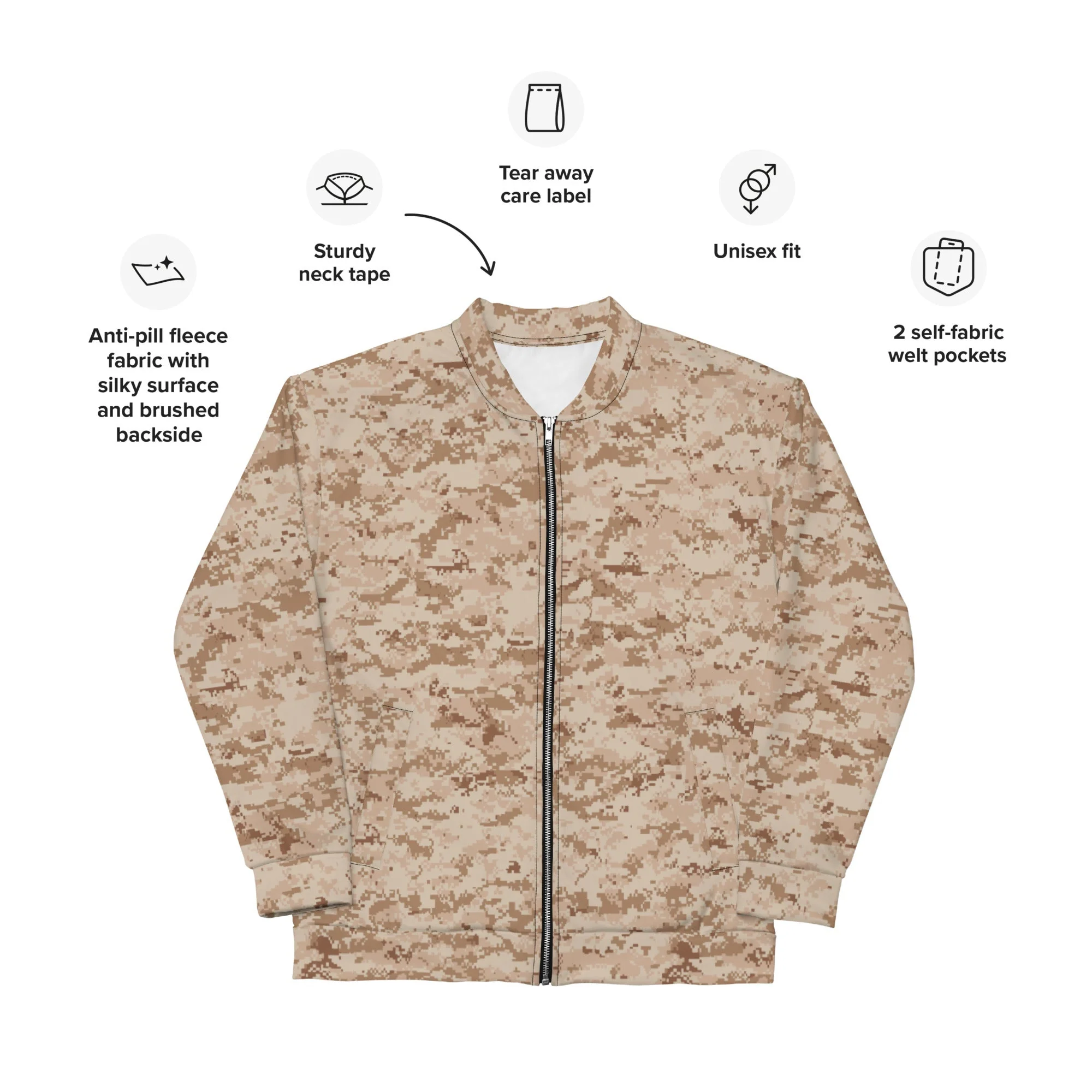 American Digital Desert CAMO Unisex Bomber Jacket - Image 9