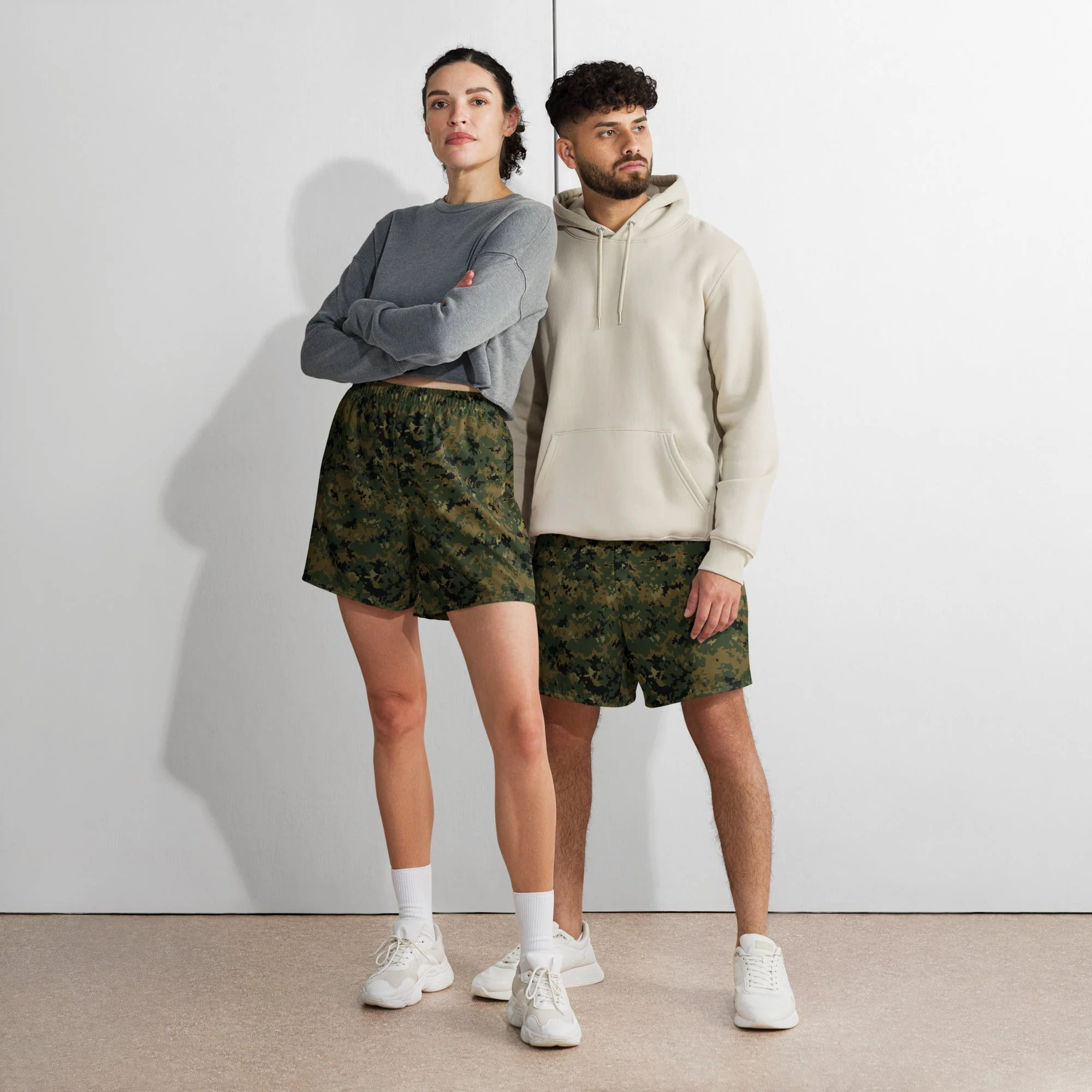 American Digital Woodland CAMO Unisex Athletic Long Shorts - Image 3