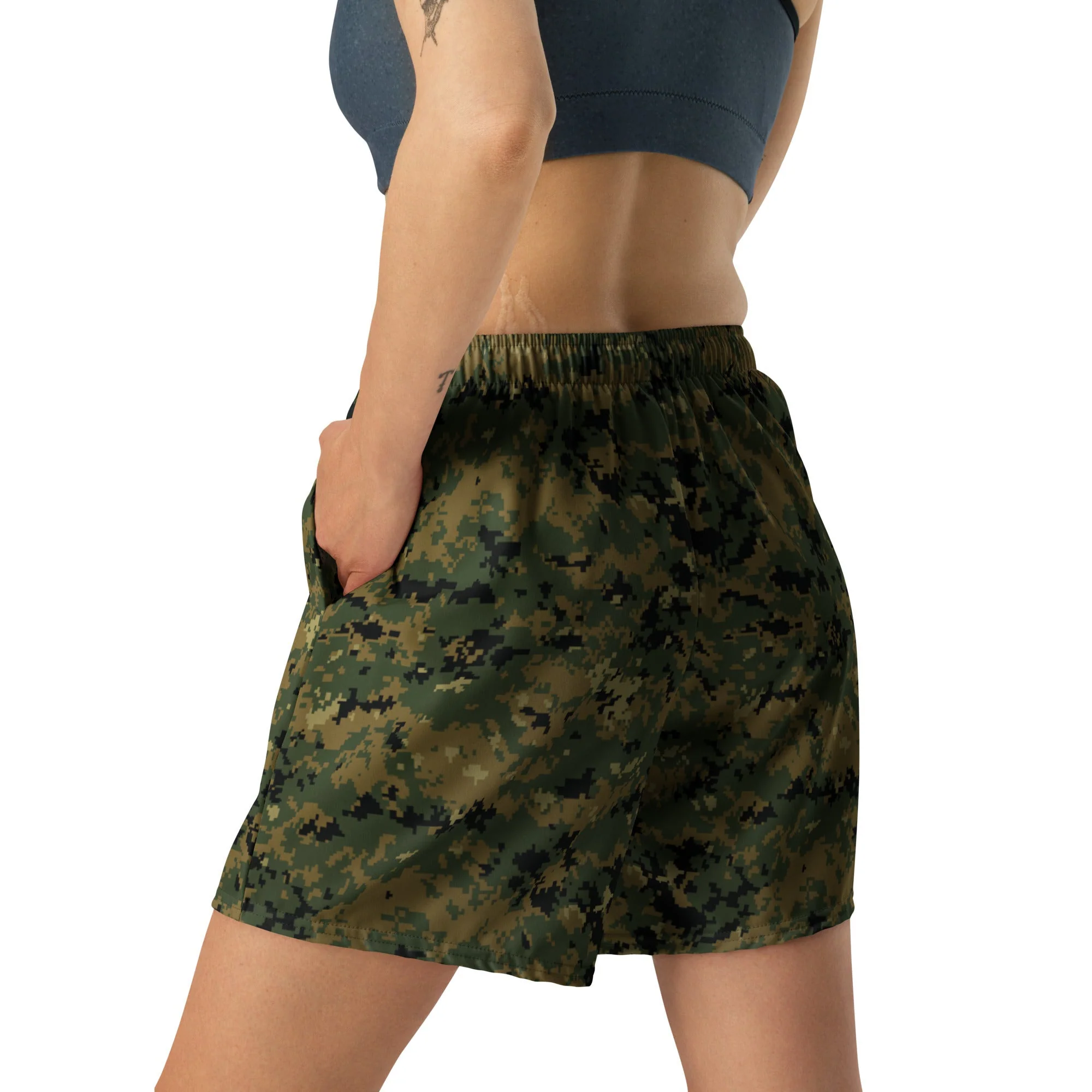 American Digital Woodland CAMO Unisex Athletic Long Shorts - Image 4