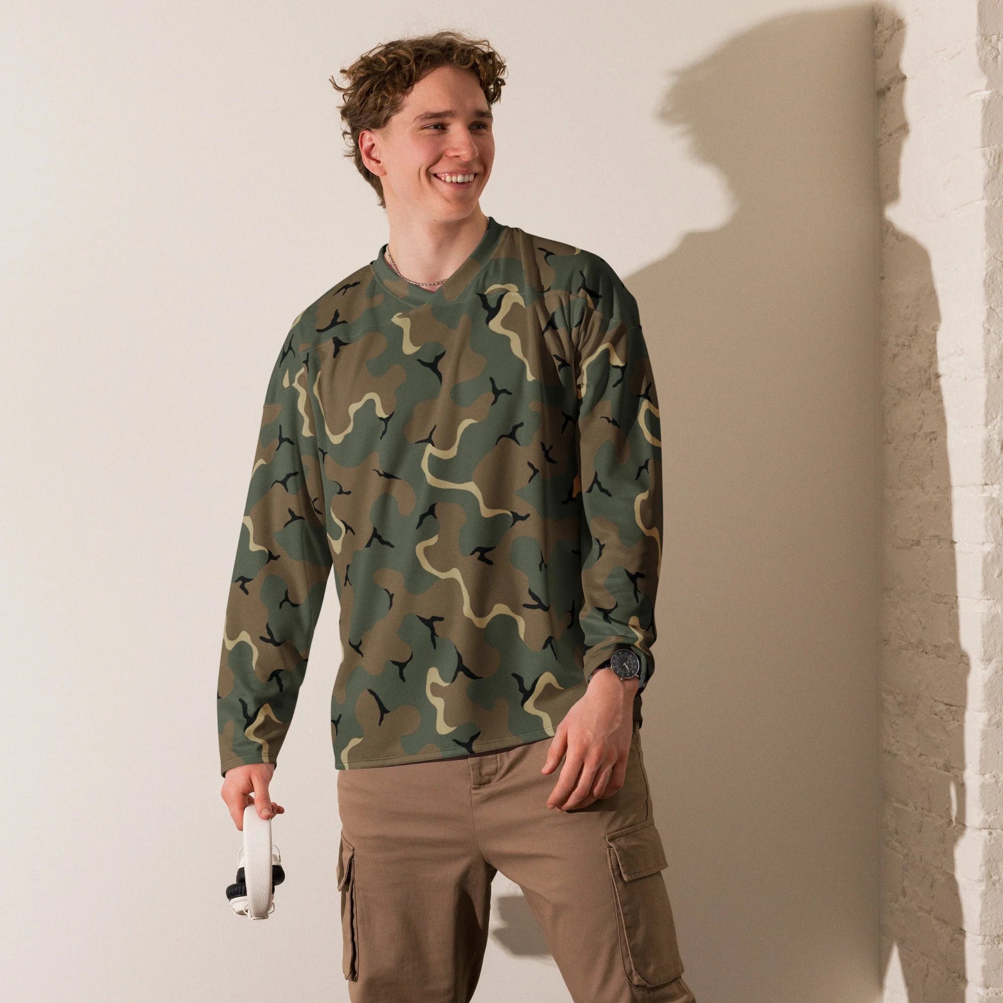 American MERDC Vehicle Woodland CAMO Unisex Hockey Fan Jersey - Image 7