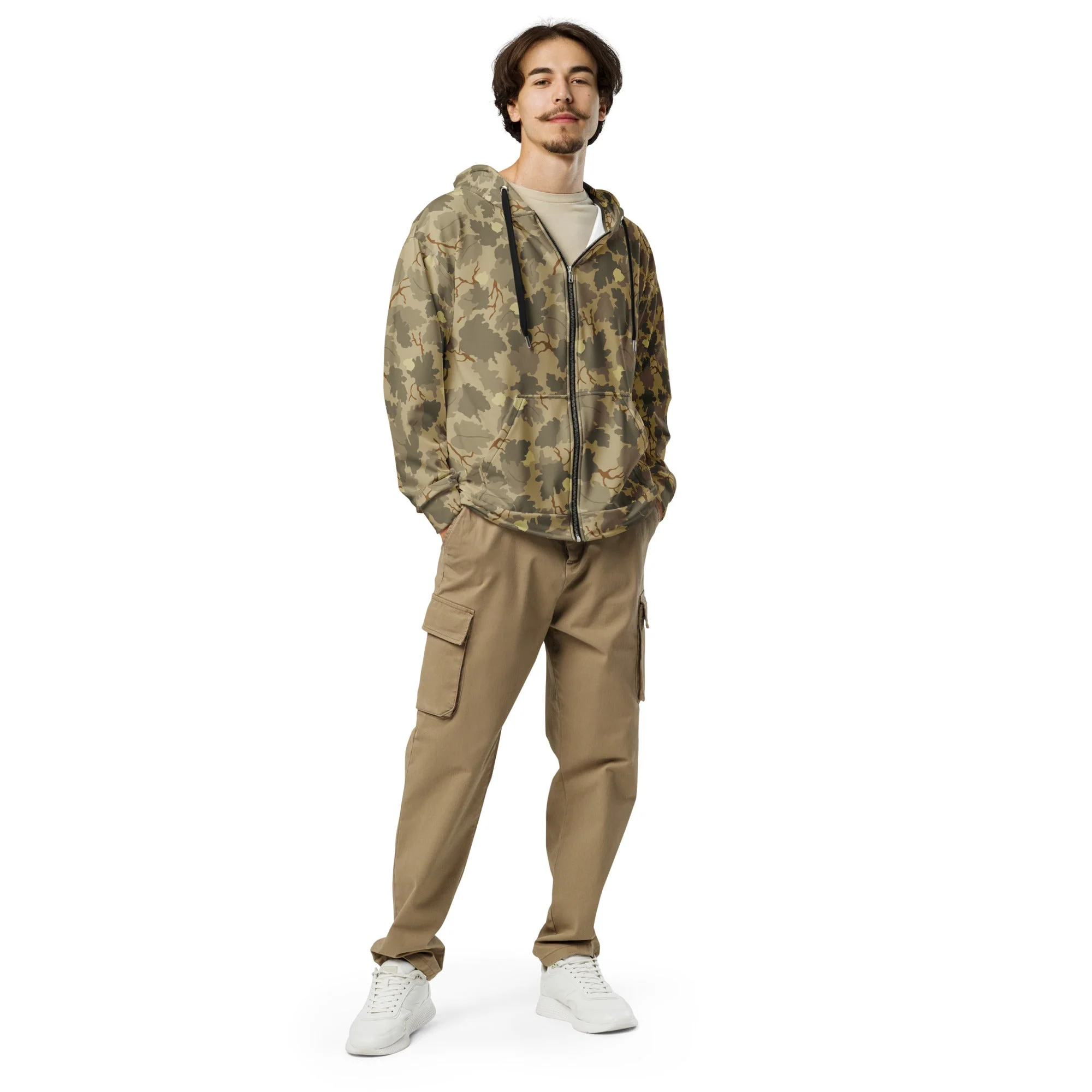 American Mitchell Wine Leaf Brown CAMO Unisex Zip Hoodie - Image 11