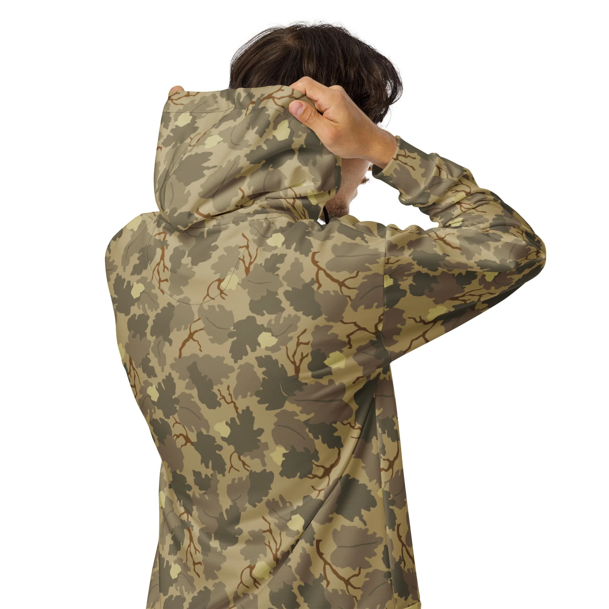 American Mitchell Wine Leaf Brown CAMO Unisex Zip Hoodie - Image 15