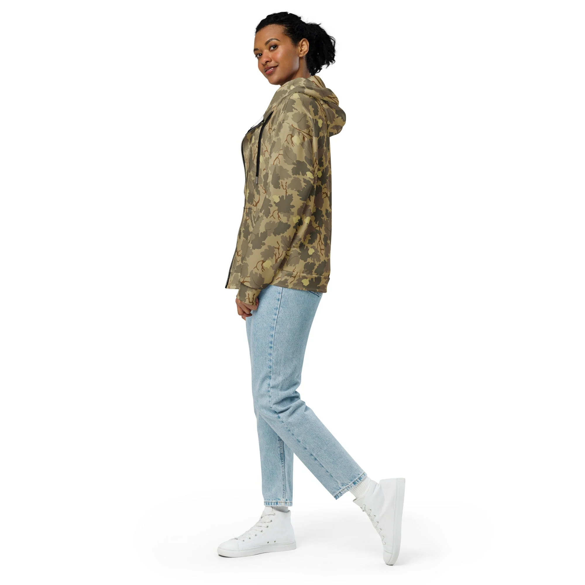 American Mitchell Wine Leaf Brown CAMO Unisex Zip Hoodie - Image 8