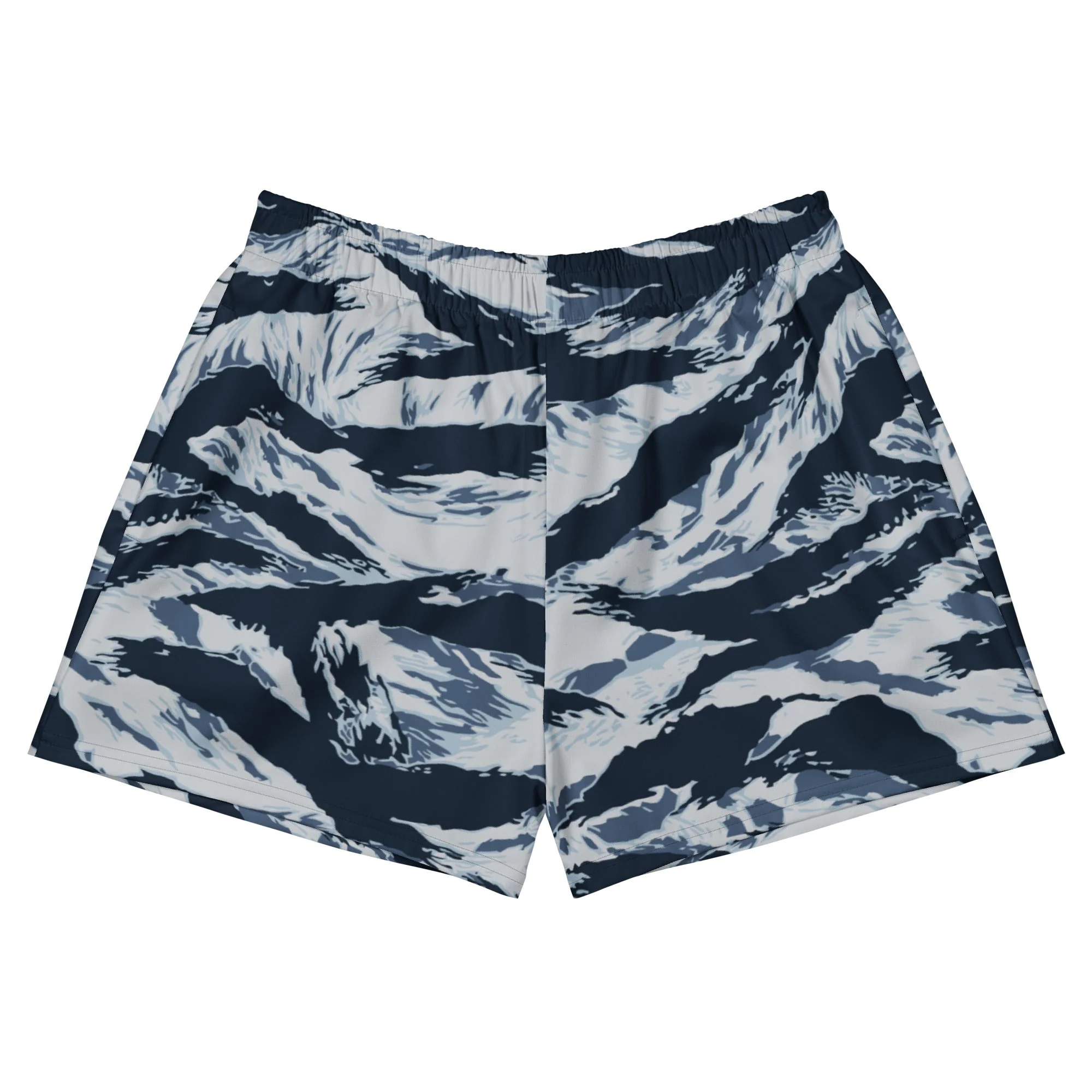 American Tiger Stripe Blue Frost CAMO Unisex Athletic Shorts - Image 9